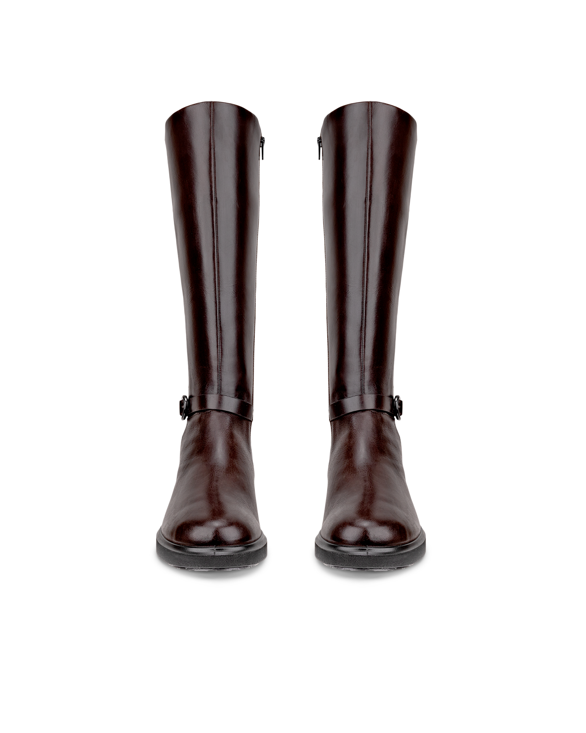 Women's ECCO® Metropole Amsterdam Leather Knee-High Boot - Brown - Front pair