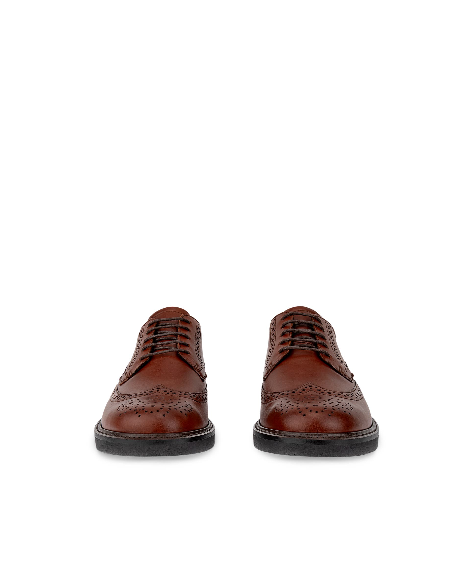 Men's ECCO® Metropole London Leather Brogue Shoe - Brown - Front pair