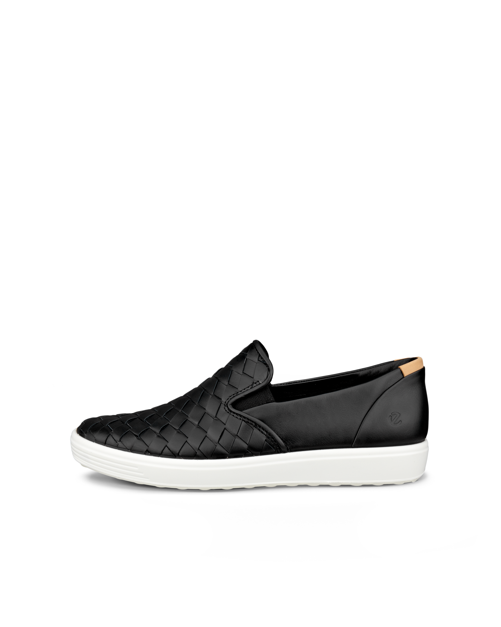 Women's ECCO® Soft 7 Woven Leather Slip-On | Black