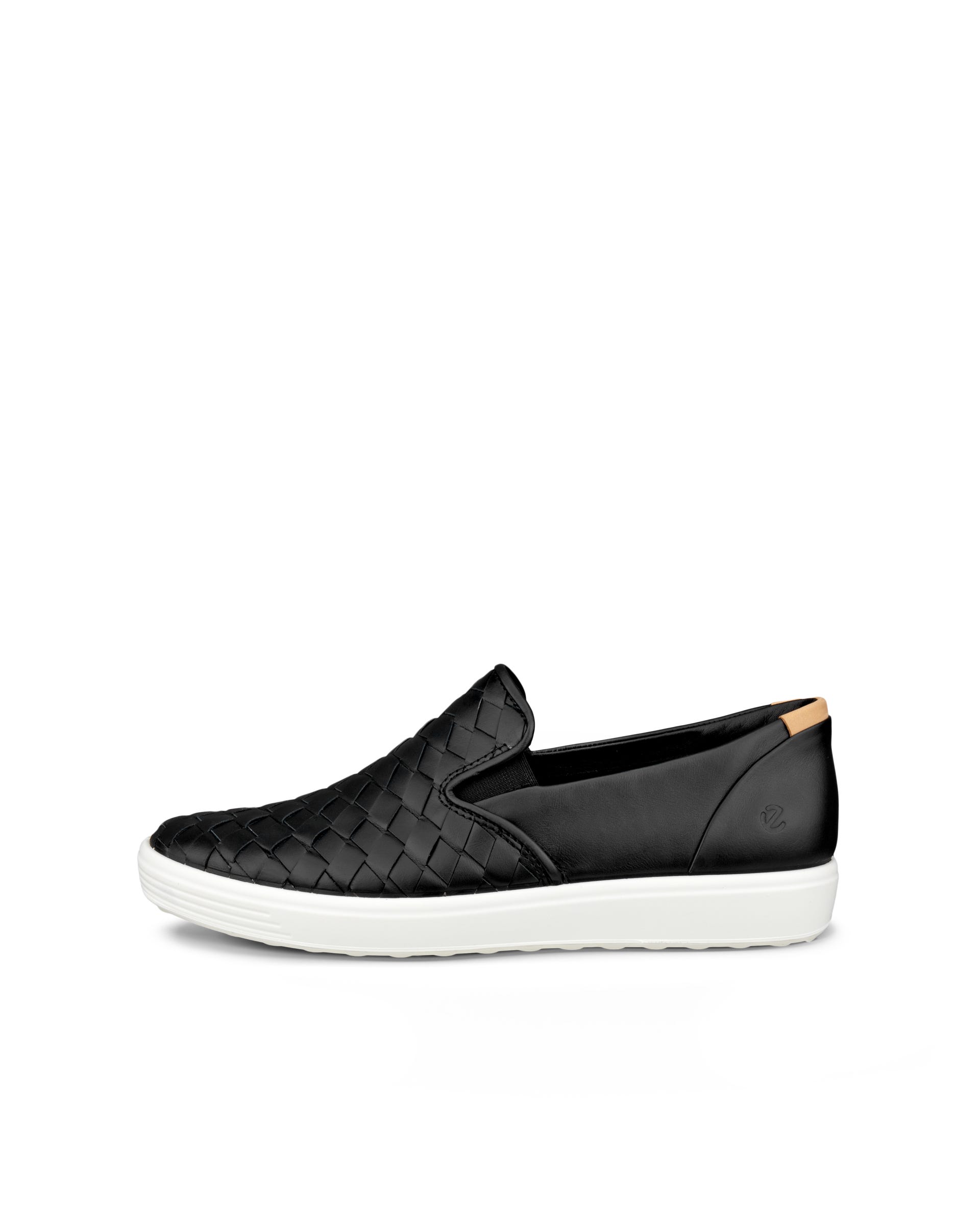 Women's ECCO® Soft Woven Leather Slip-On Black