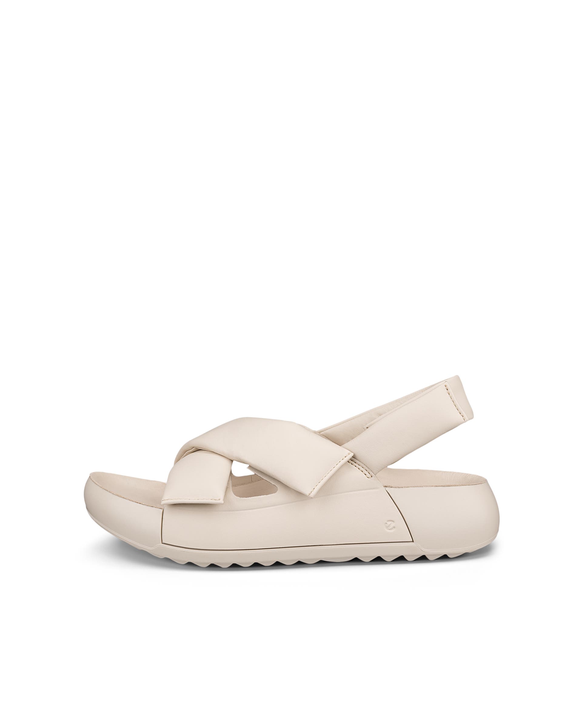 Women's ECCO® Cozmo PF Leather Sandal - Beige - Outside