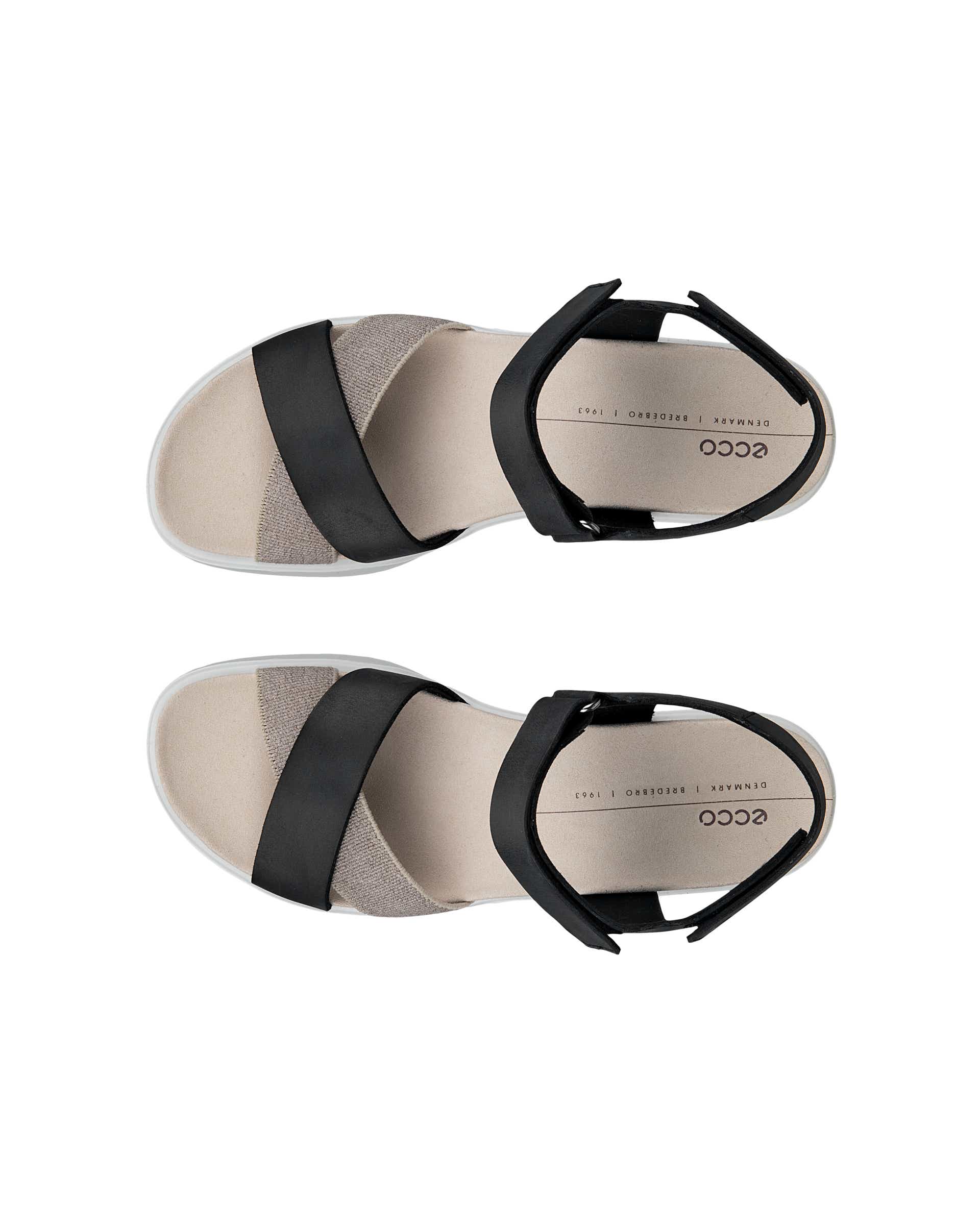 ECCO Flowt Wedge LX ウィメンズ レザーウェッジソールサンダル - ブラック - Top left pair