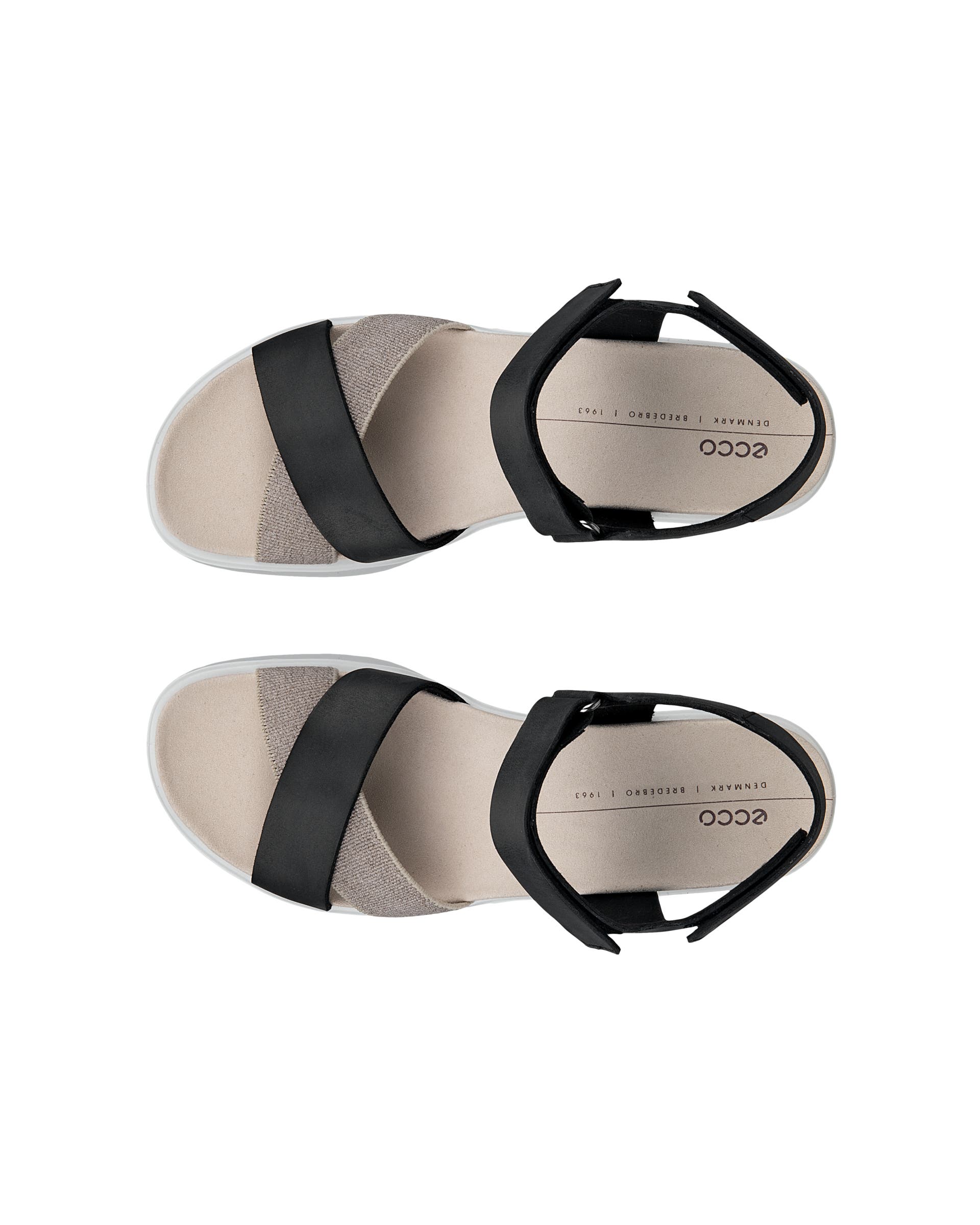 ECCO Flowt Wedge LX ウィメンズ レザーウェッジソールサンダル - ブラック - Top left pair