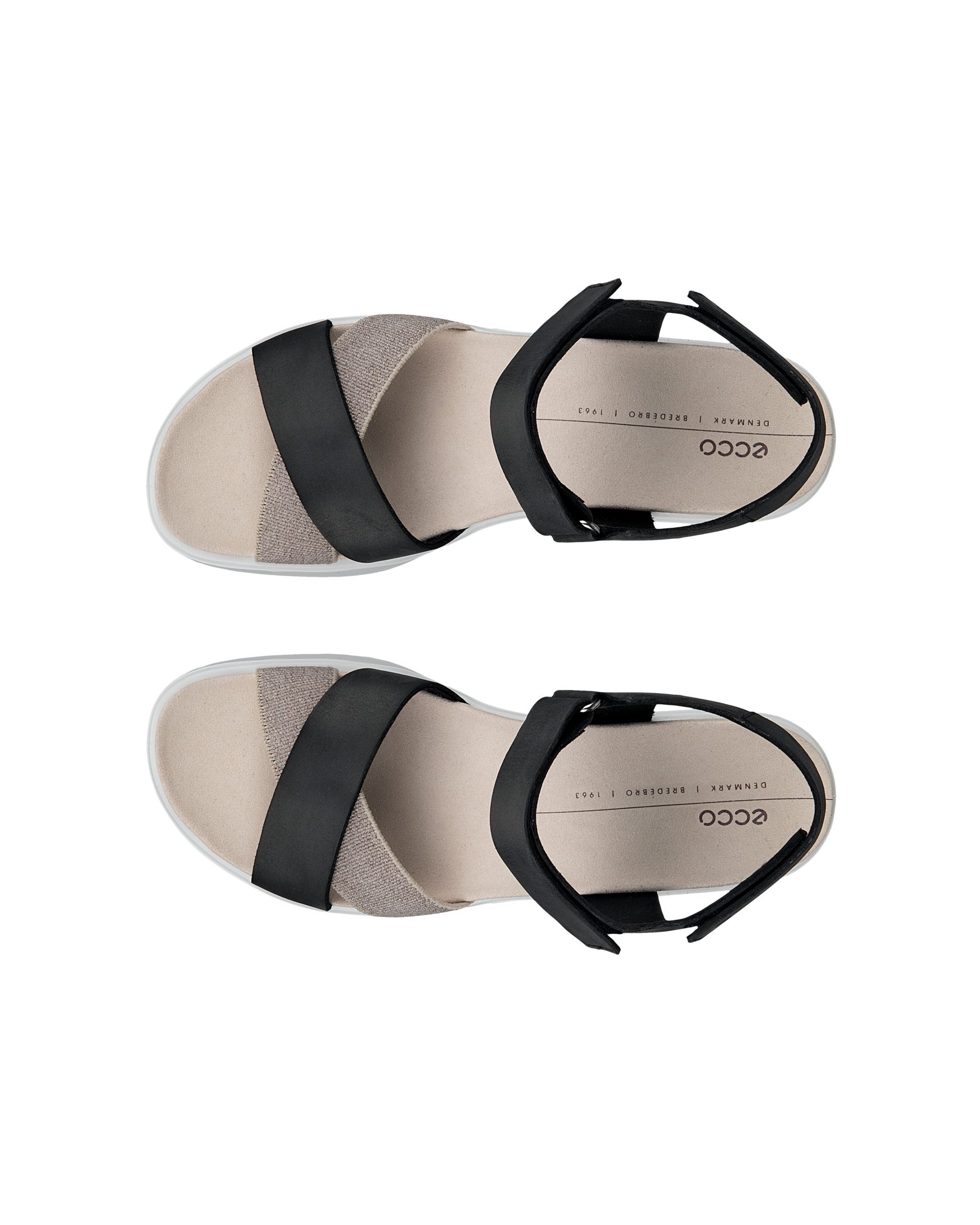 ECCO Flowt Wedge LX ウィメンズ レザーウェッジソールサンダル - ブラック - Top left pair