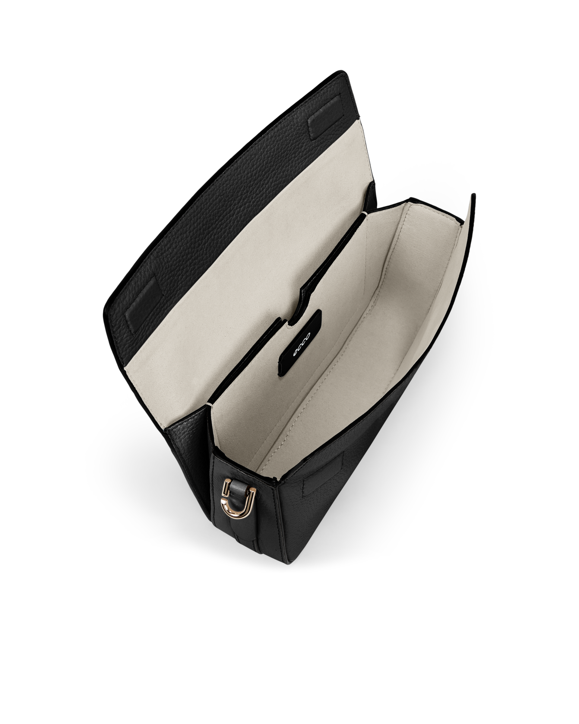 ECCO® Textureblock Leather Crossbody Bag - Black - Inside