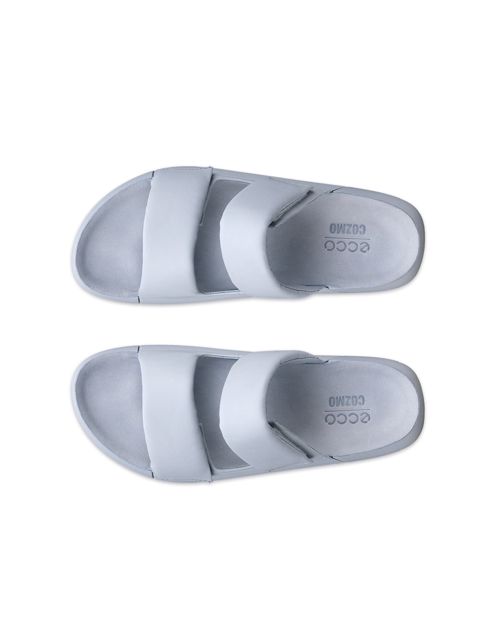 ECCO Cozmo Sandal PF ウィメンズ レザー2ストラップサンダル - ブルー - Top left pair