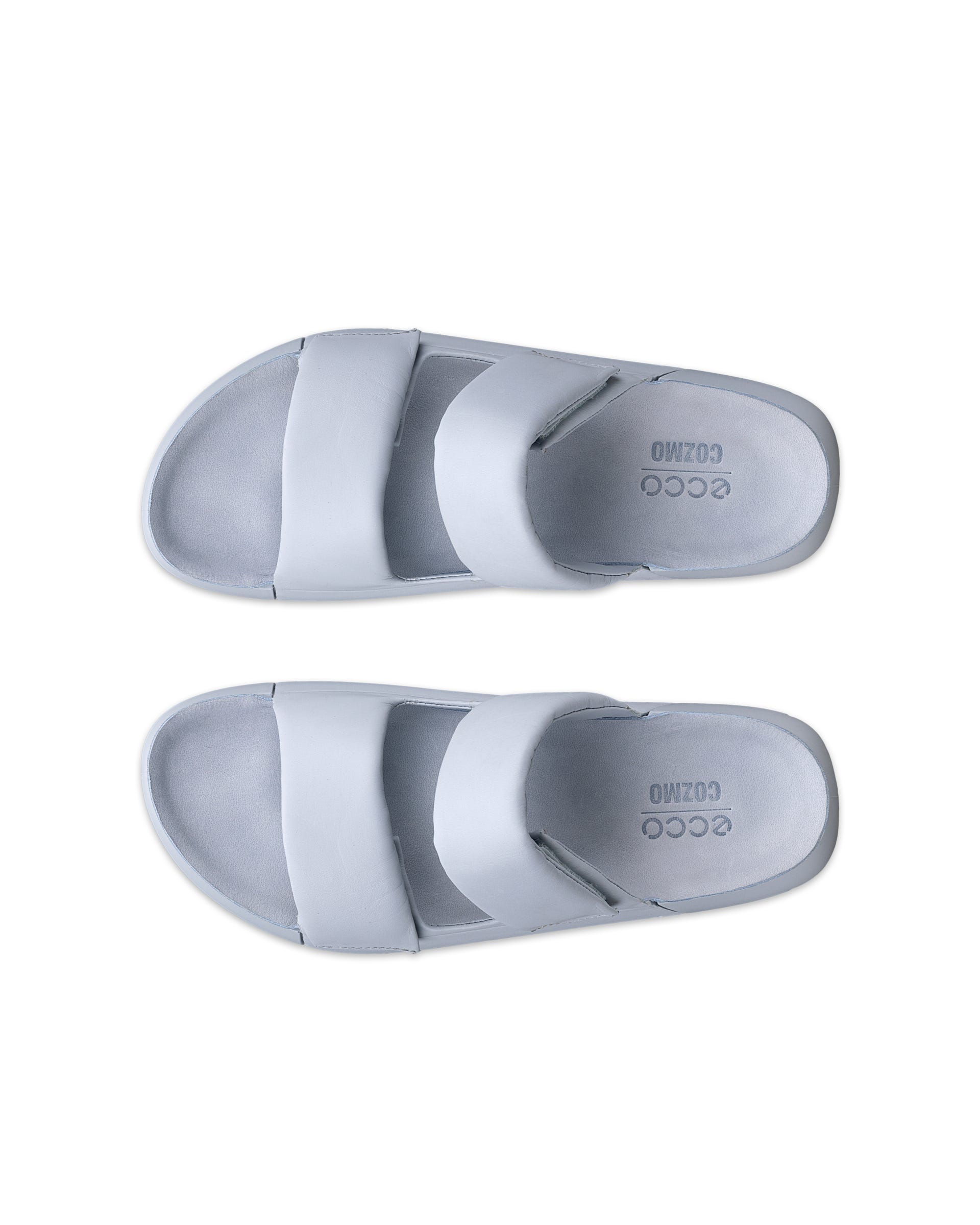 ECCO Cozmo Sandal PF ウィメンズ レザー2ストラップサンダル - ブルー - Top left pair