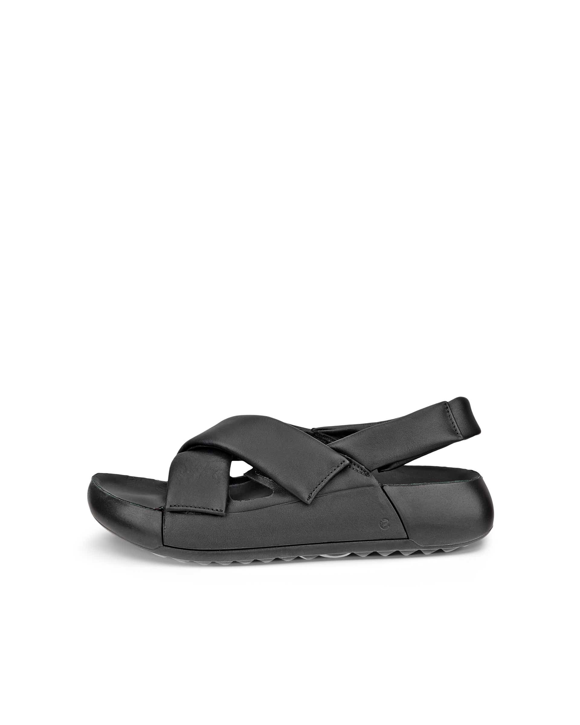 Women's ECCO® Cozmo PF Leather Sandal - Black - Outside