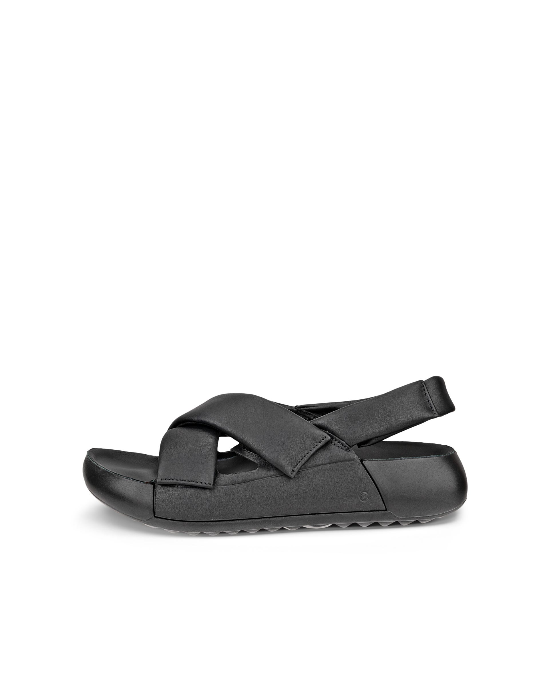 Women's ECCO® Cozmo PF Leather Sandal - Black - Outside