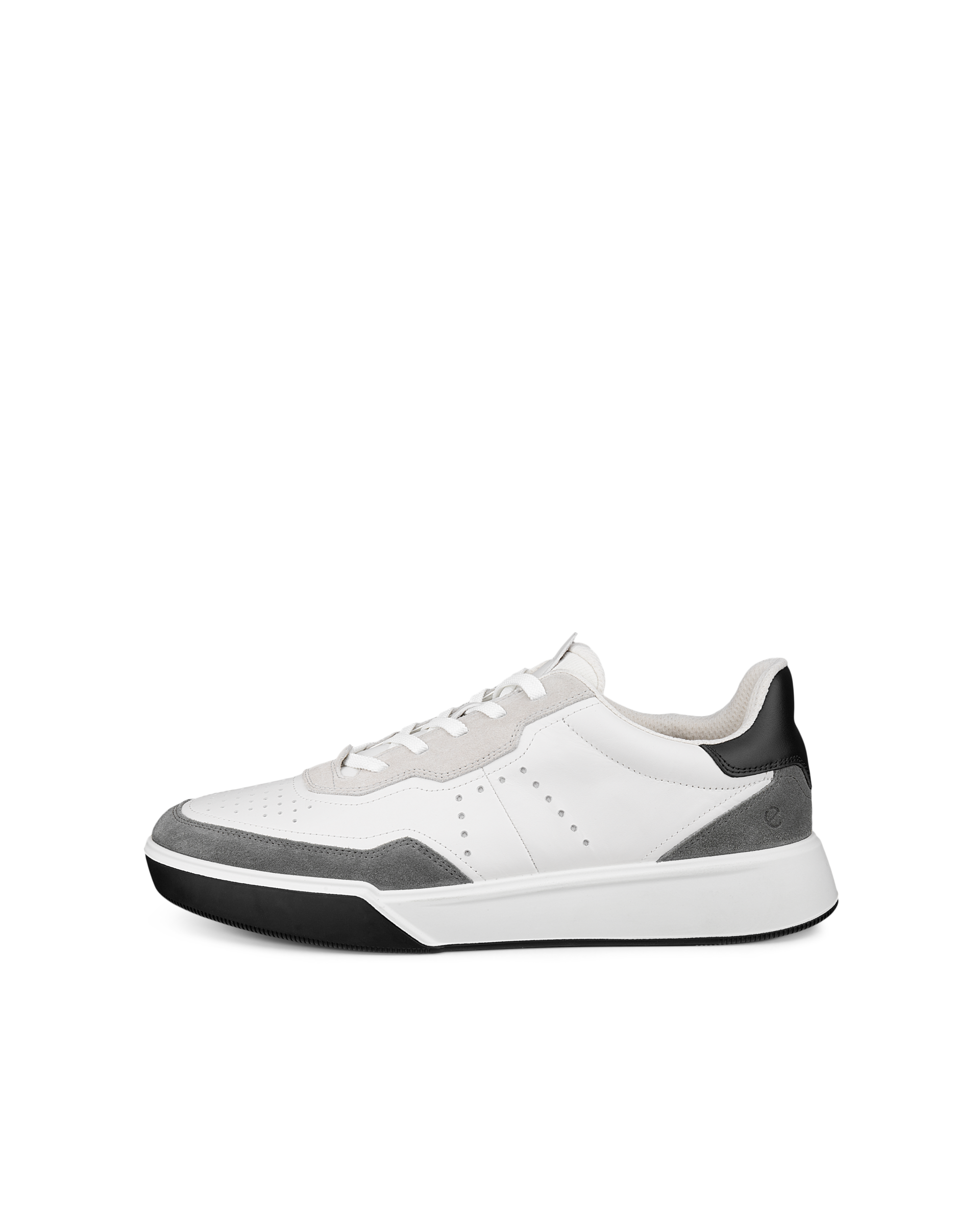 Men's ECCO® Street Court Leather Trainer - White - Outside