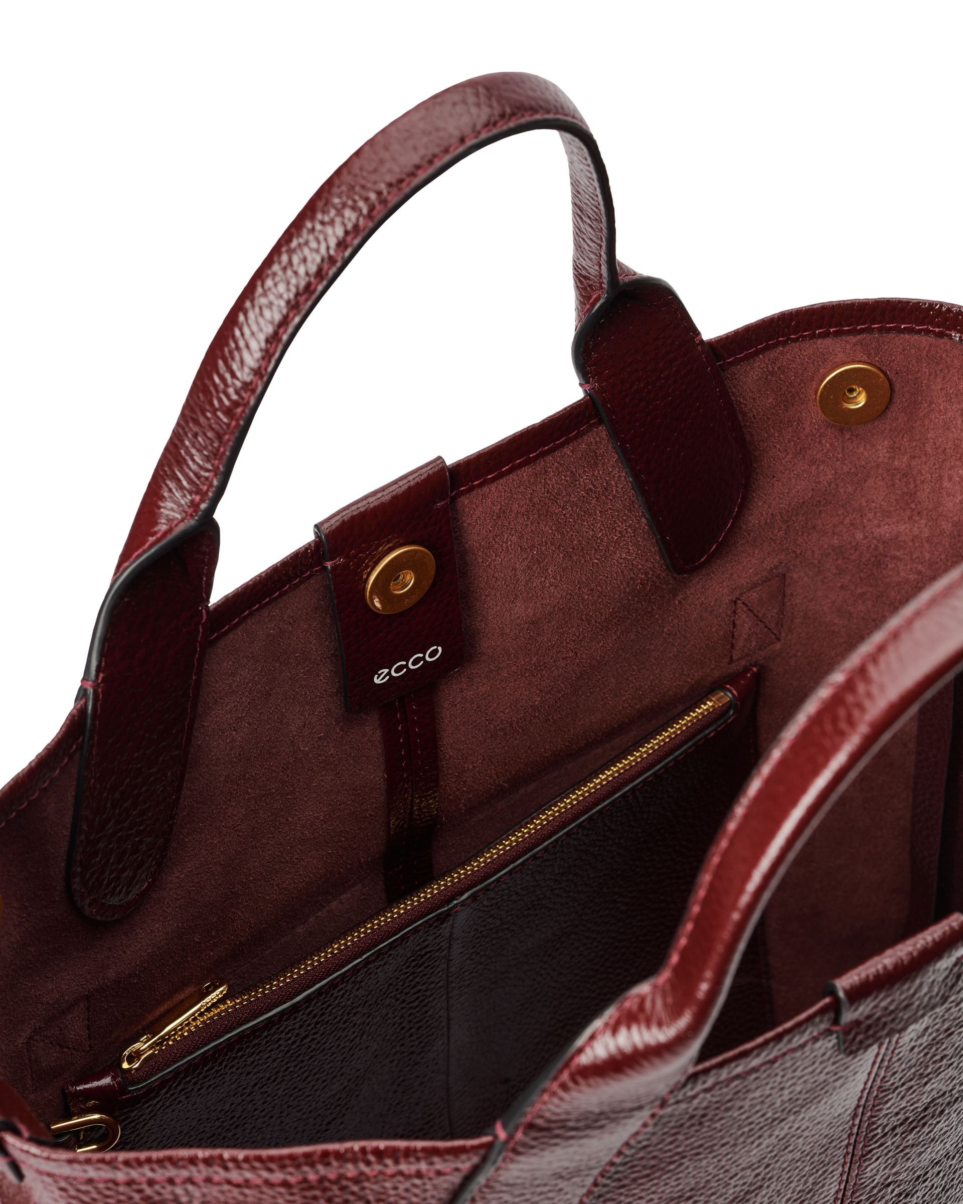 ECCO Tote Soft North South Shine Pebbled レザートートバッグ | レッド