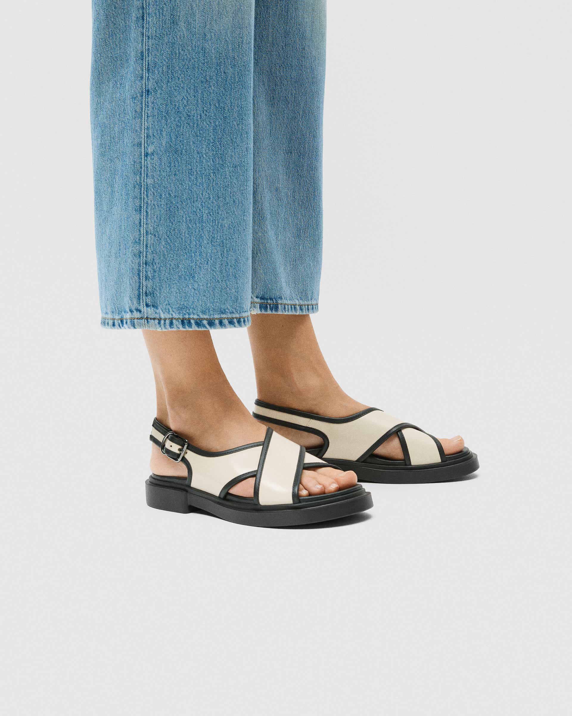 Women's ECCO® Metropole Seoul Leather Slingback Sandal - Beige - Lifestyle image-1