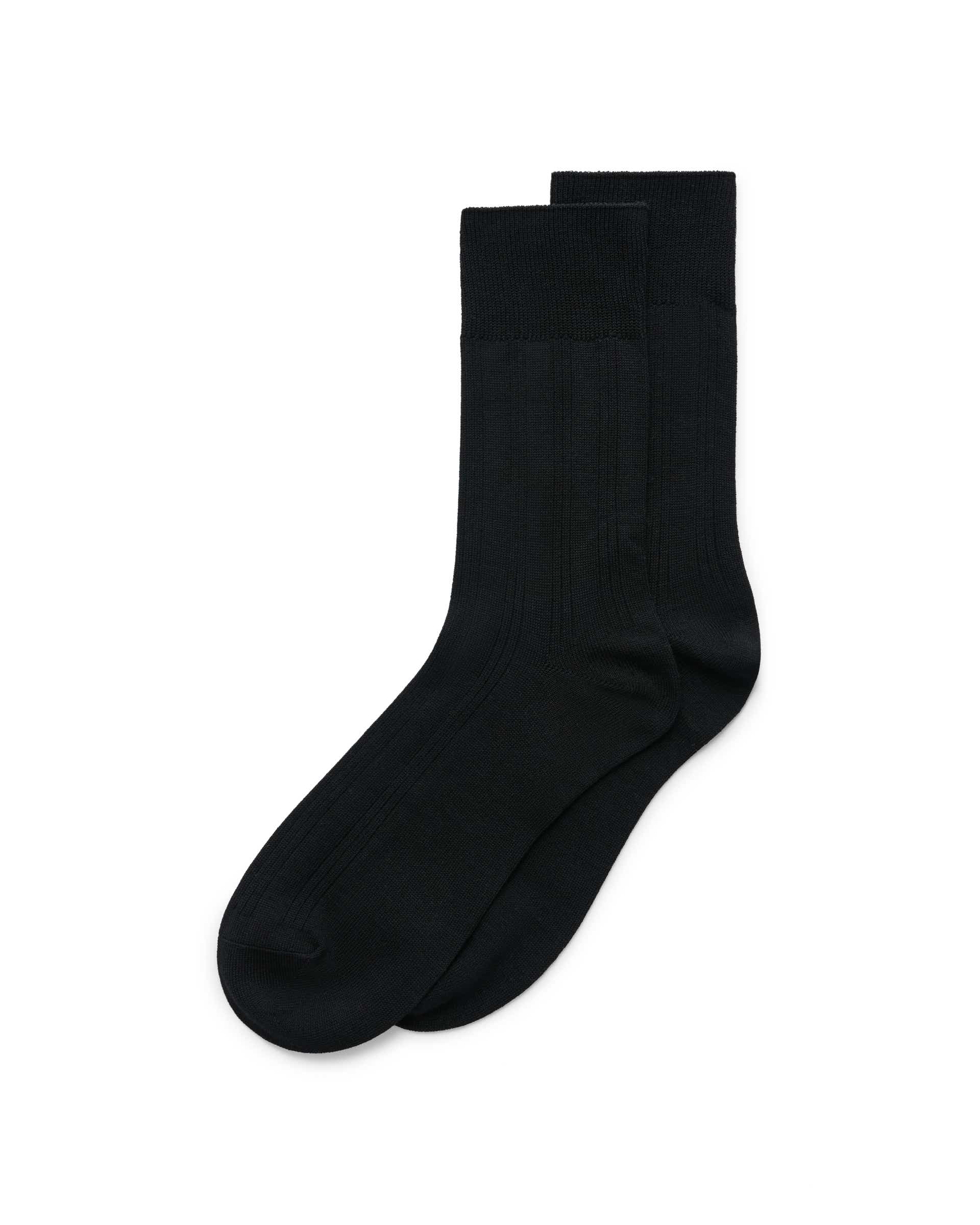 Men's ECCO® Ribbed Mid-Cut Socks - Black - Detail-2