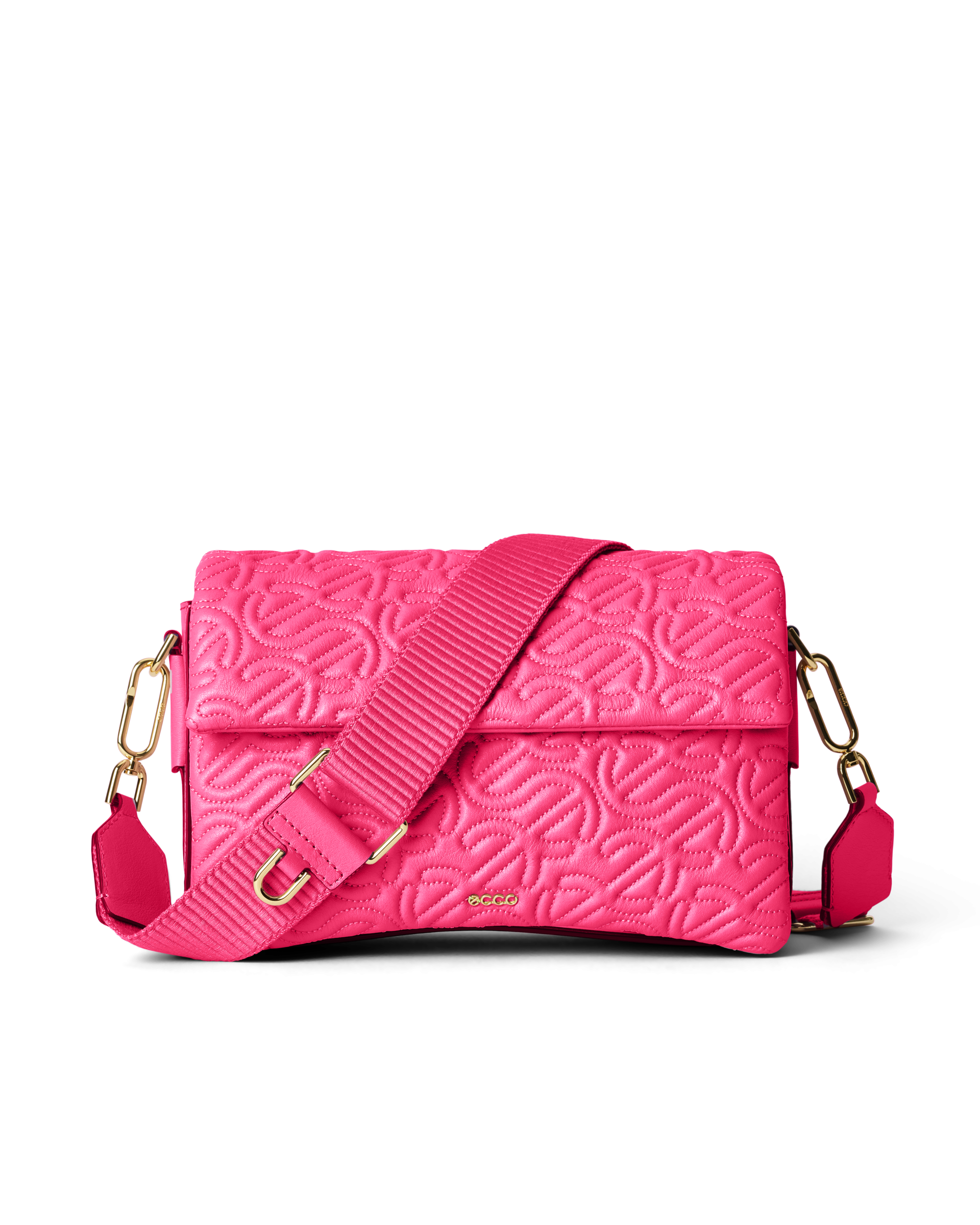 ECCO Pinch Large Quilted Wave レザークロスボディバッグ | ピンク