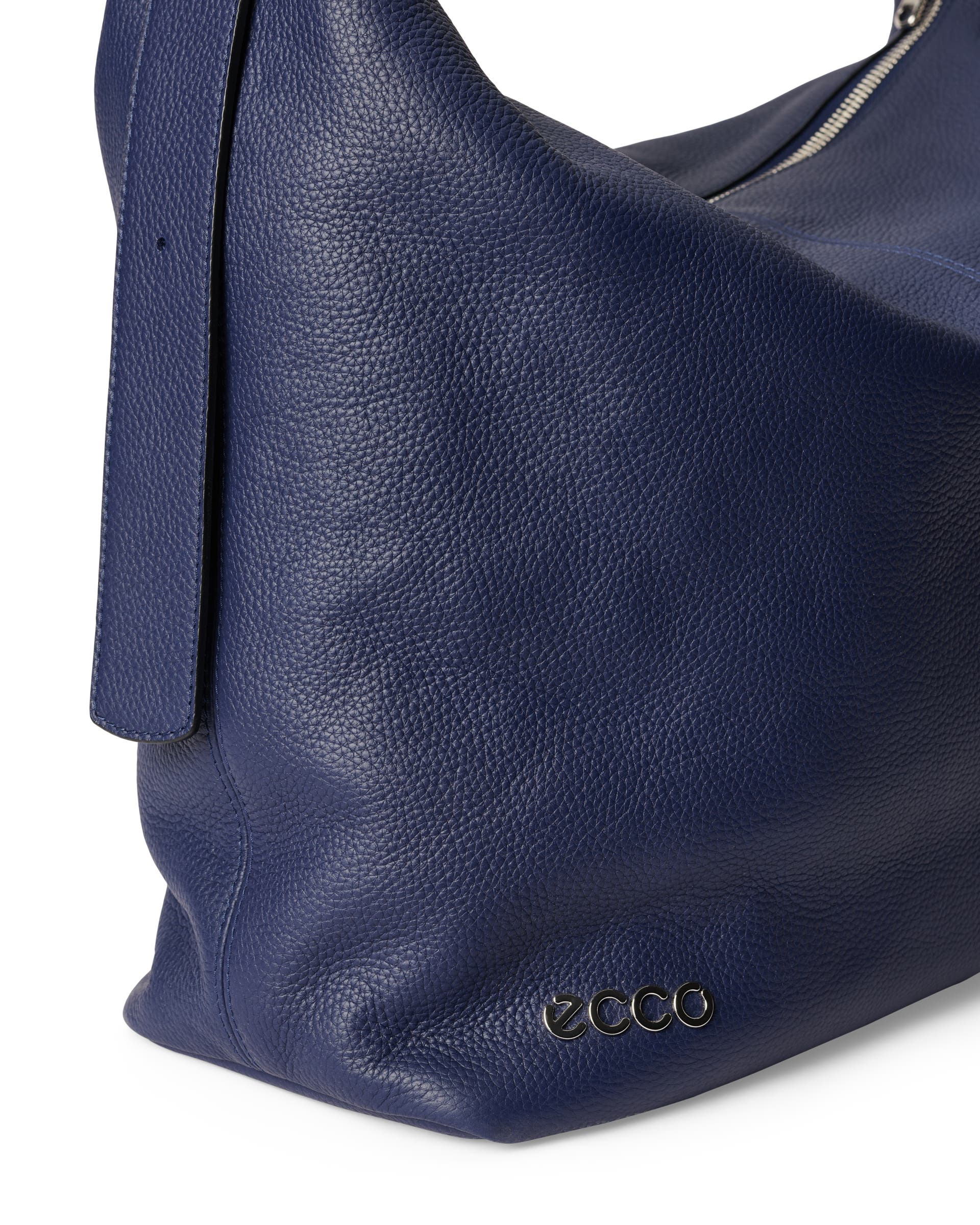 Grand sac hobo en cuir grainé ECCO® Soft - Bleu - Detail-1