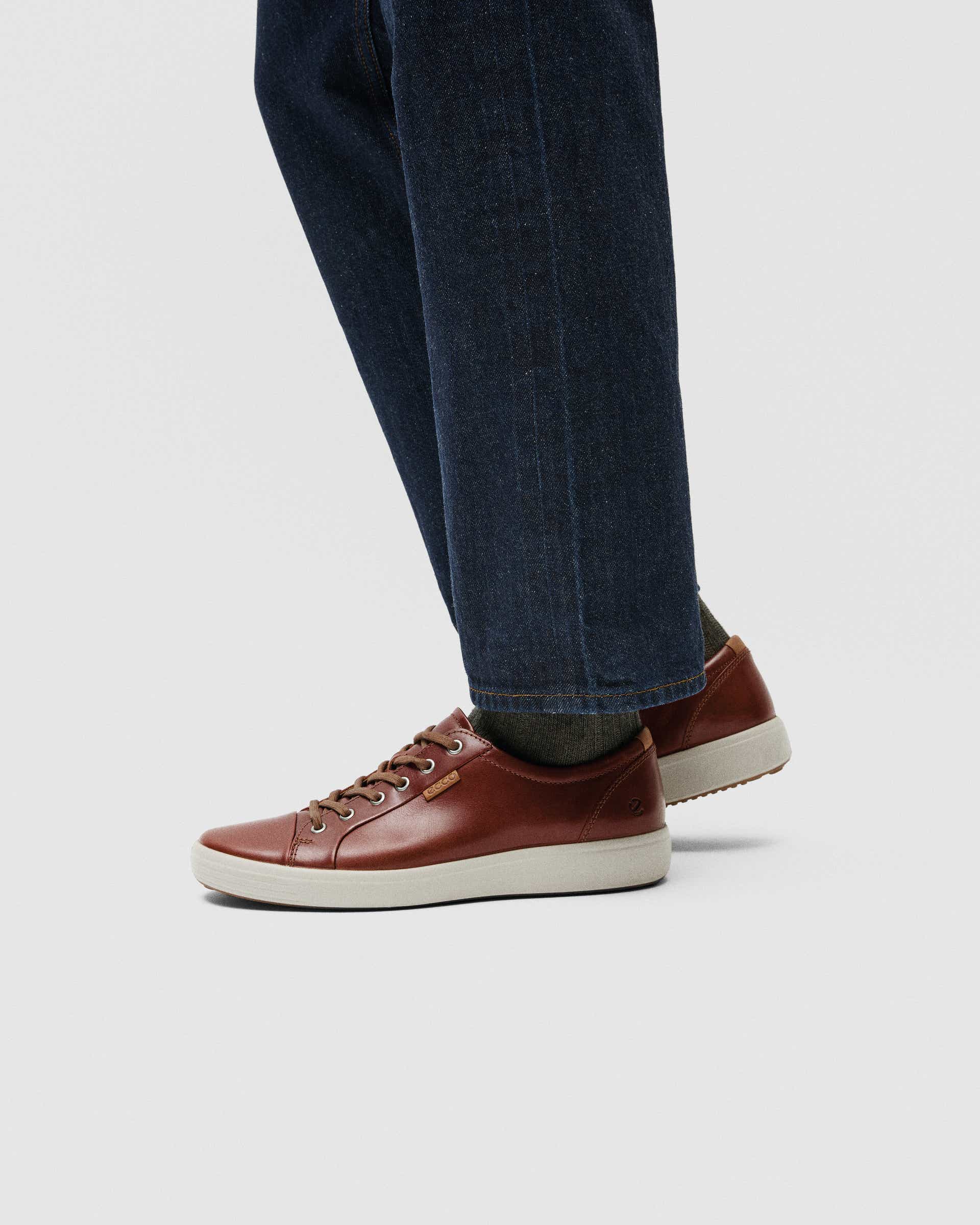 Men's ECCO® Soft 7 Leather Sneaker - Brown - Lifestyle image-1