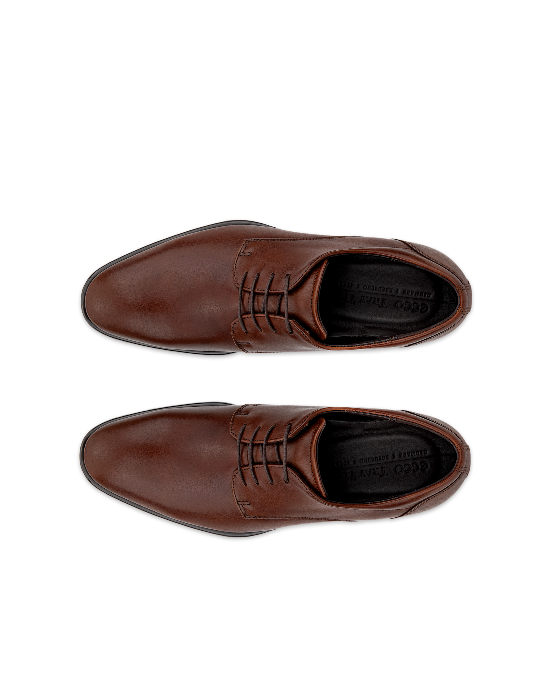 Men's ECCO® Citytray Leather Derby Shoe - Brown - Top left pair