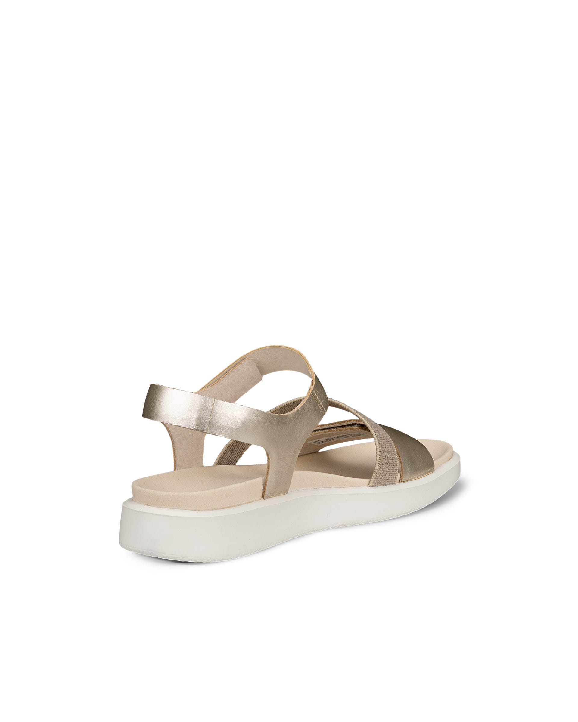 Women's ECCO® Flowt Leather Flat Sandal - Metallic - Back