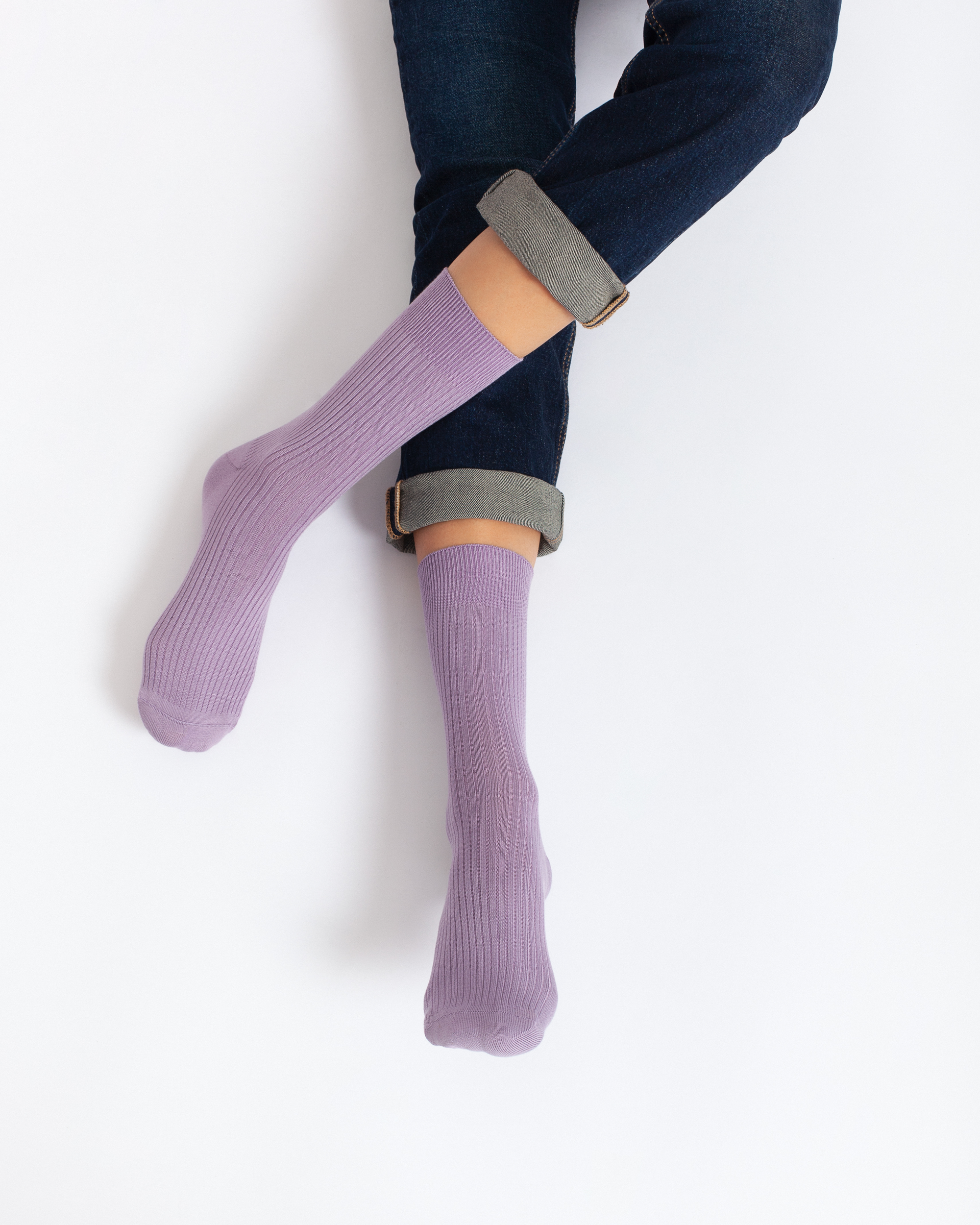 Women's ECCO Vibe Ribbed Mid-Cut Sock — Purple