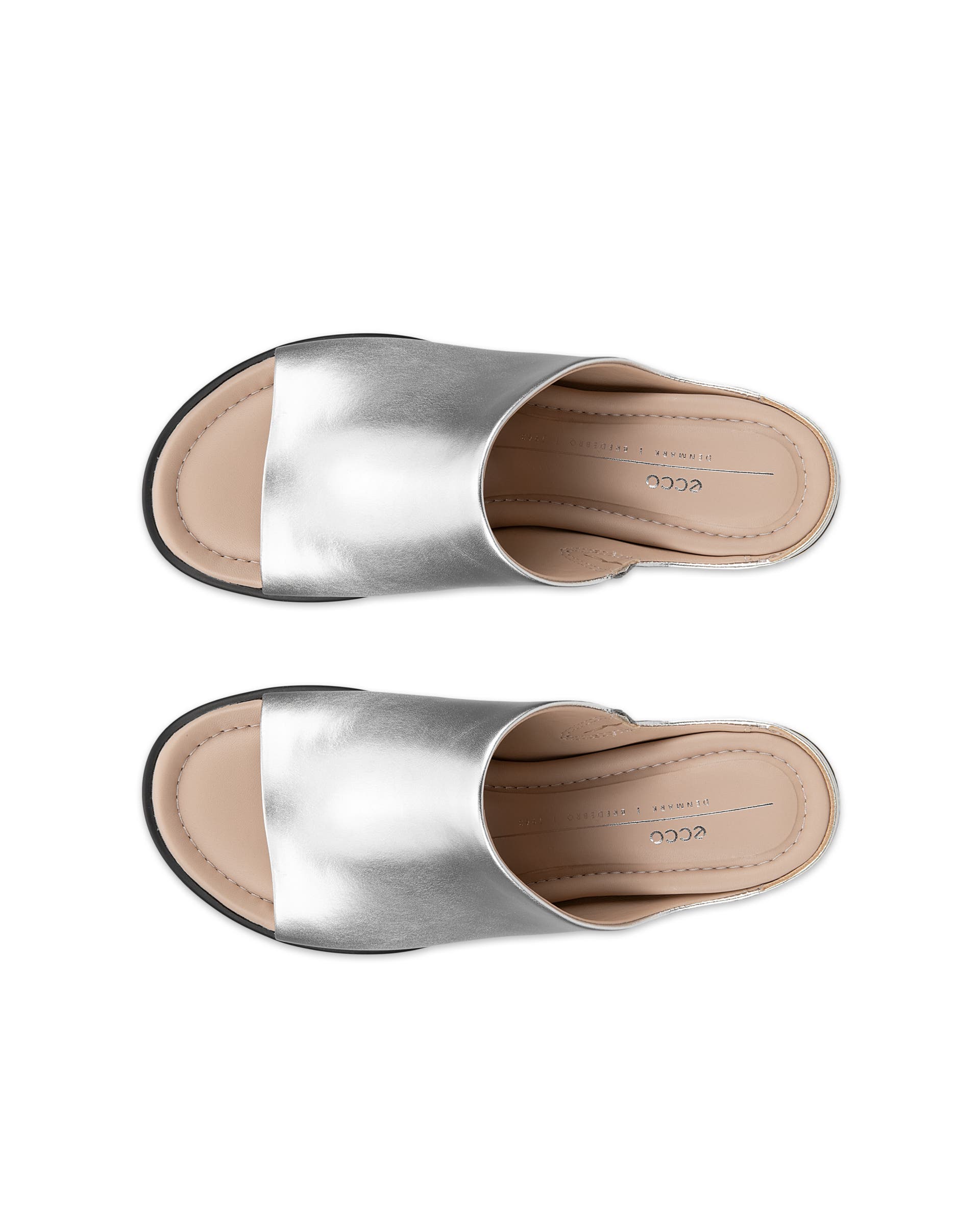 Dámske kožené papuče  ECCO® Sculpted Sandal LX 35 - Strieborná - Top left pair