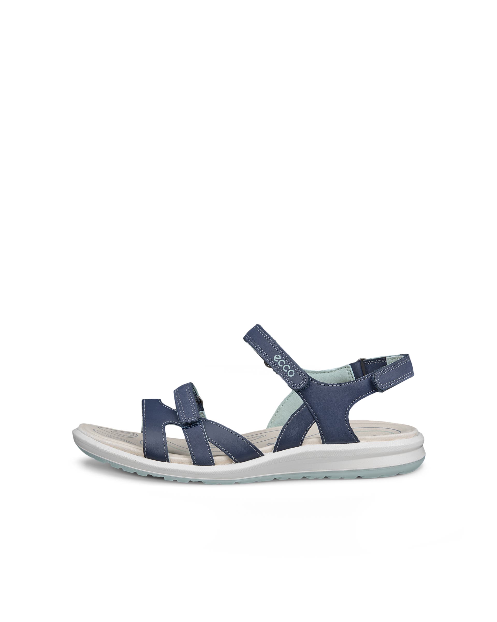 Women's ECCO® Cruise II Nubuck Flat Sandal - Blue - Outside
