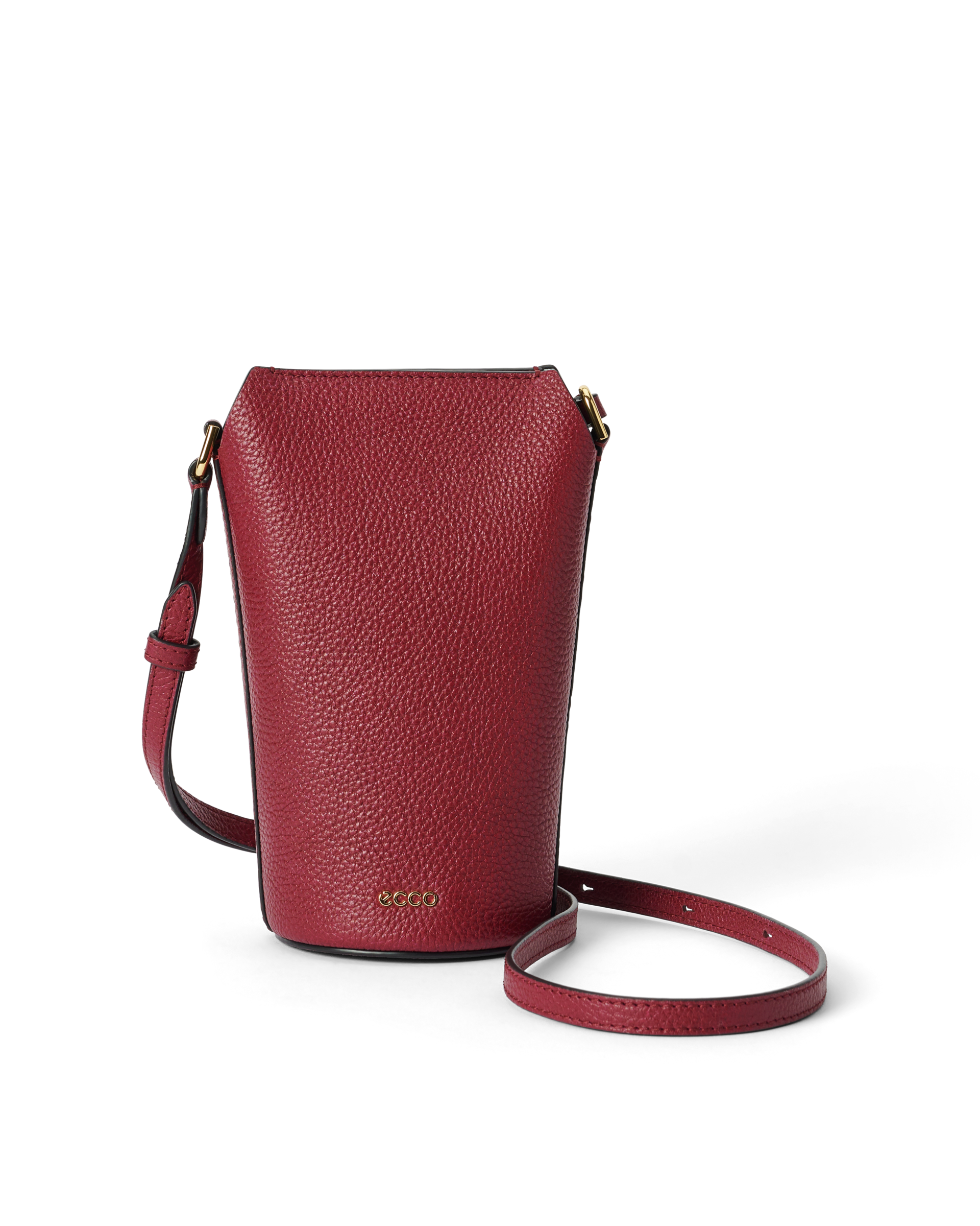 ECCO ボディーバッグ　本革 ECCO Flat Pouch Pebbled レザークロスボディバッグ | ブラック