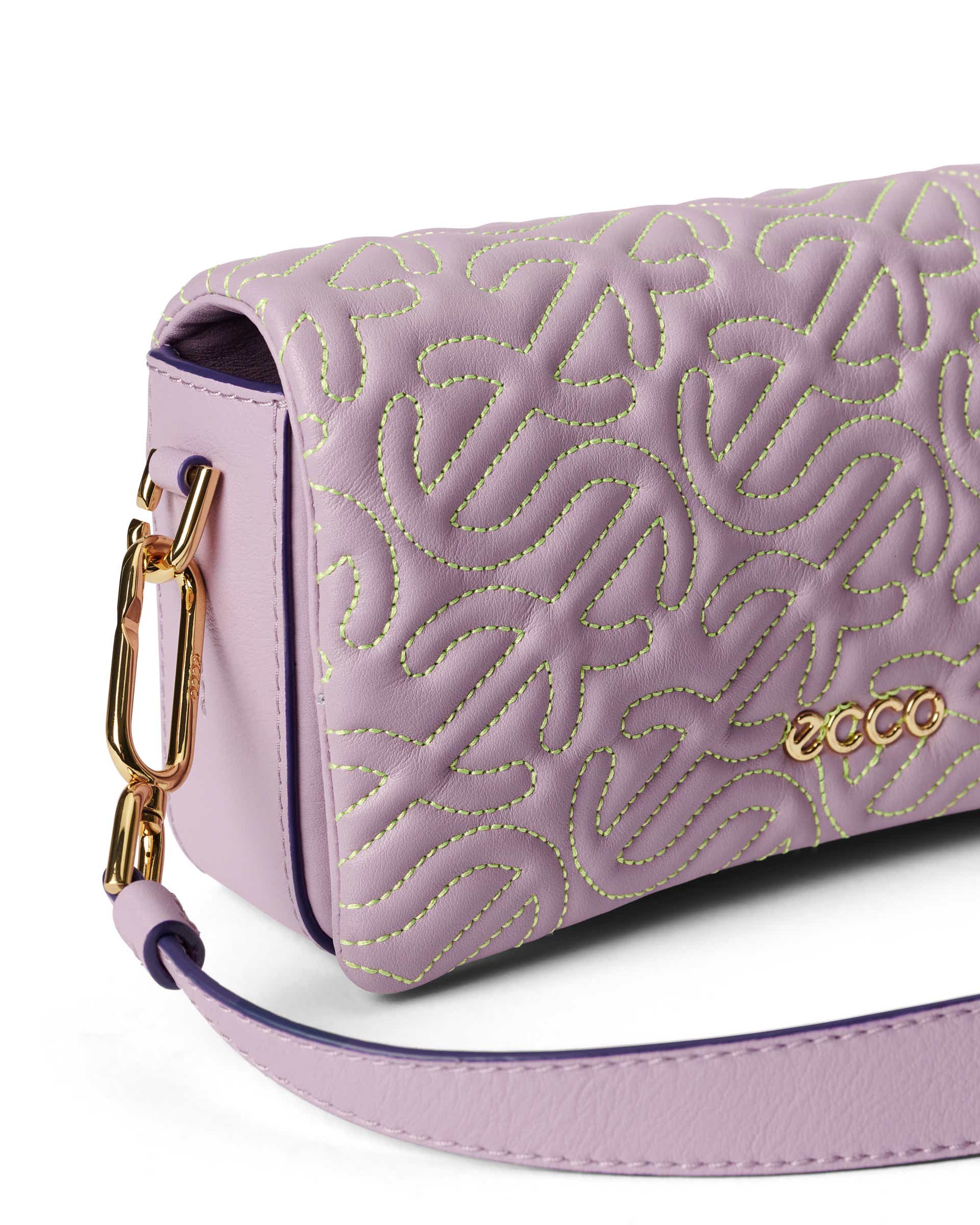 ECCO® Quilted Wave Small Pinch Leather Shoulder Bag - Purple - Detail-1