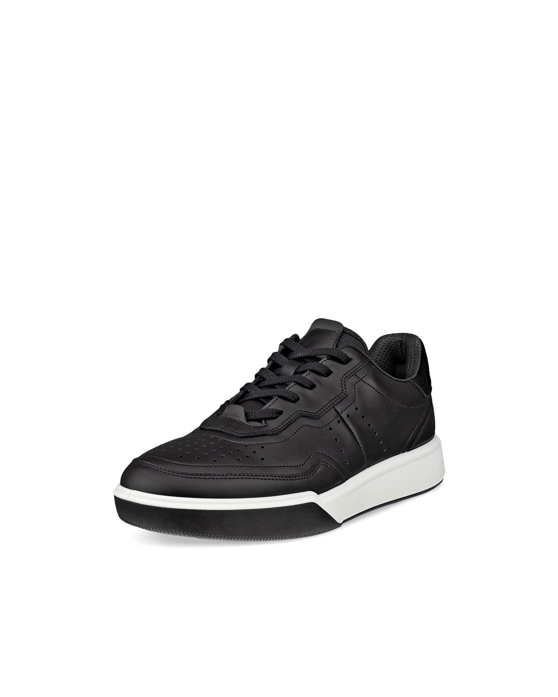 ECCO® STREET COURT dames leren sneaker - Zwart - Main