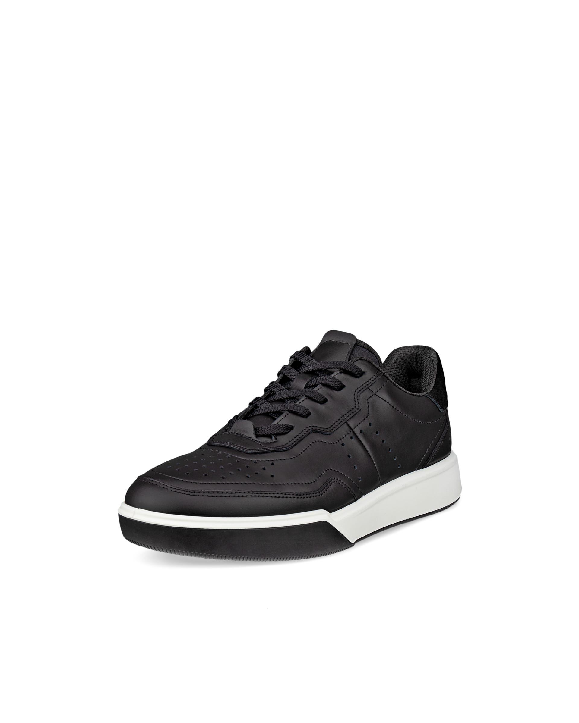 ECCO® STREET COURT dames leren sneaker - Zwart - Main