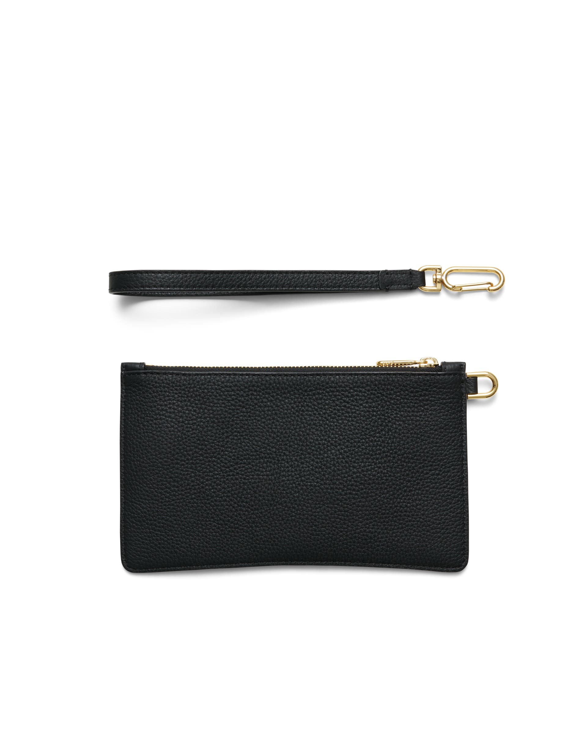 Women's ECCO® Wristlet Soft Pebbled Leather Pouch Bag - Black - Back