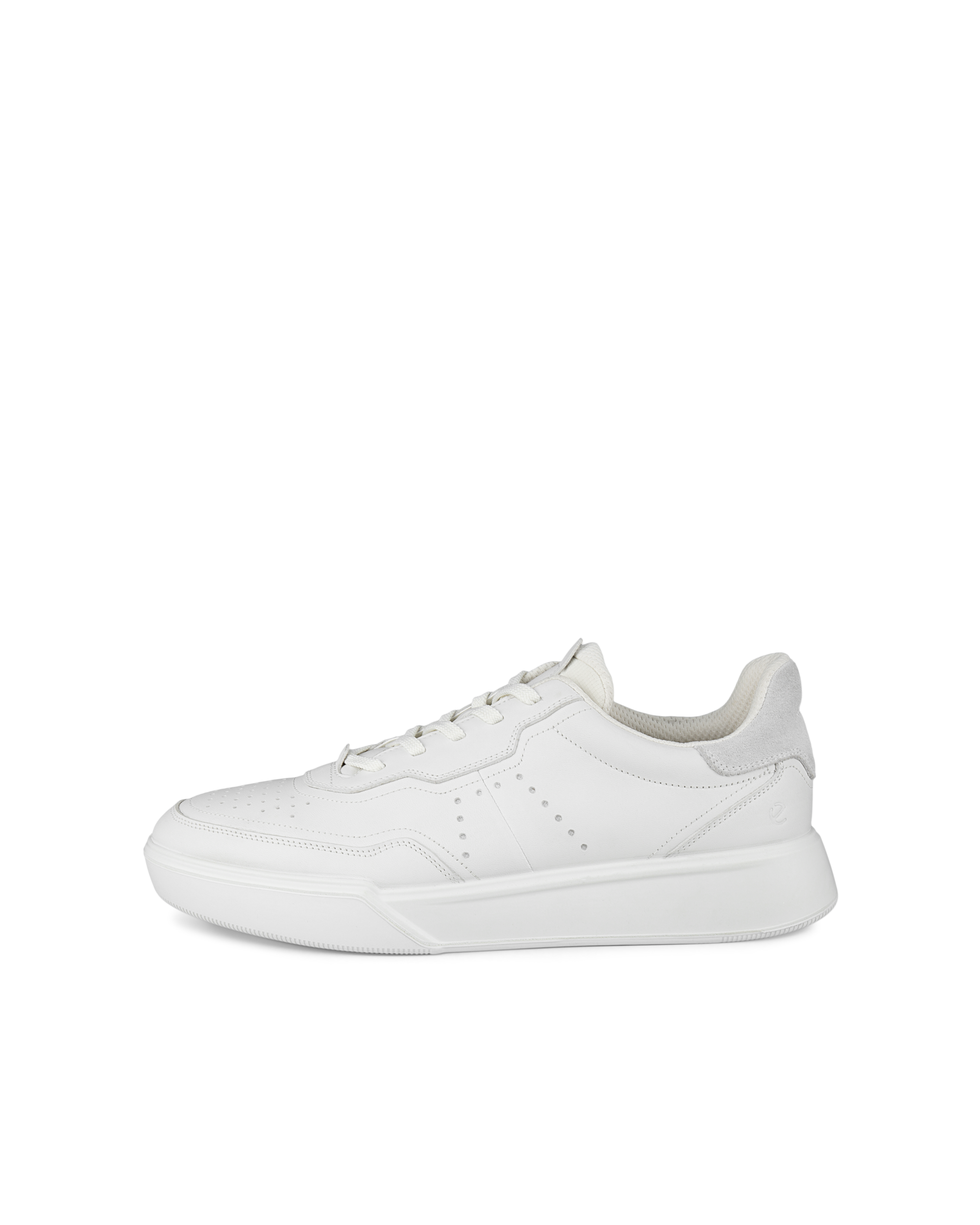 Men's ECCO® Street Court Leather Trainer - White - Outside