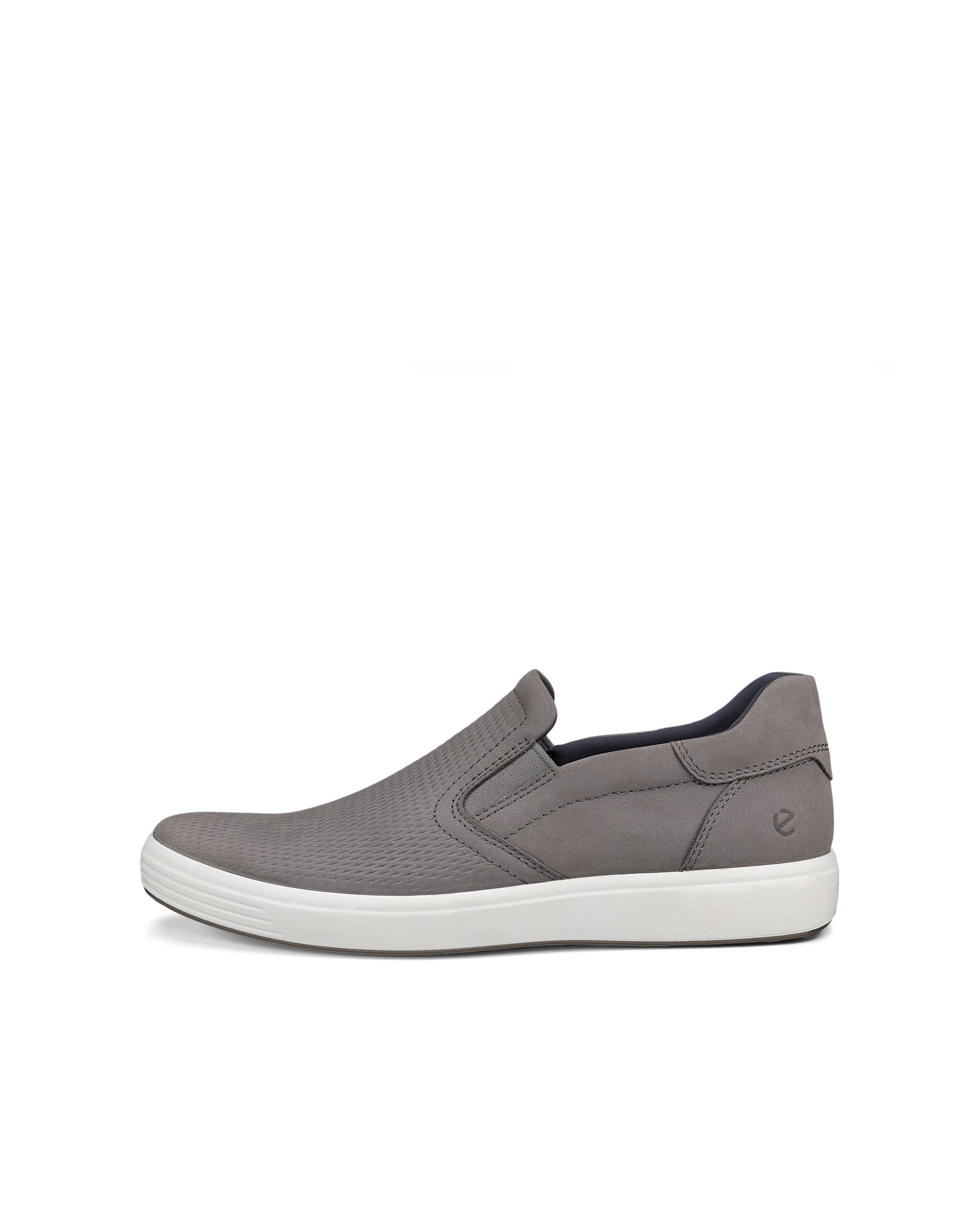 Men's ECCO® Soft 7 Leather Slip-In Shoe - Gray - Outside