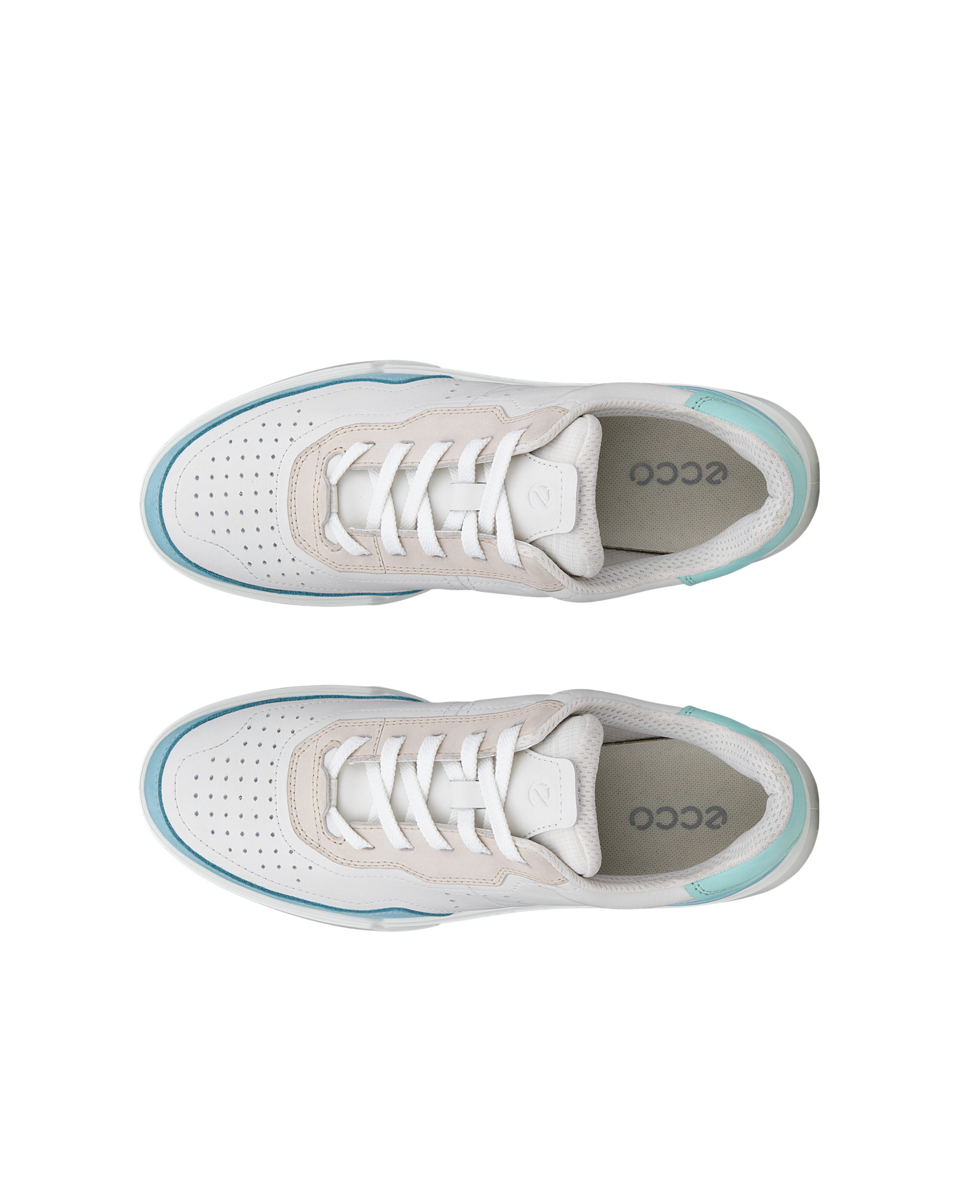 Women's ECCO® Street Court Leather Trainer - White - Top left pair