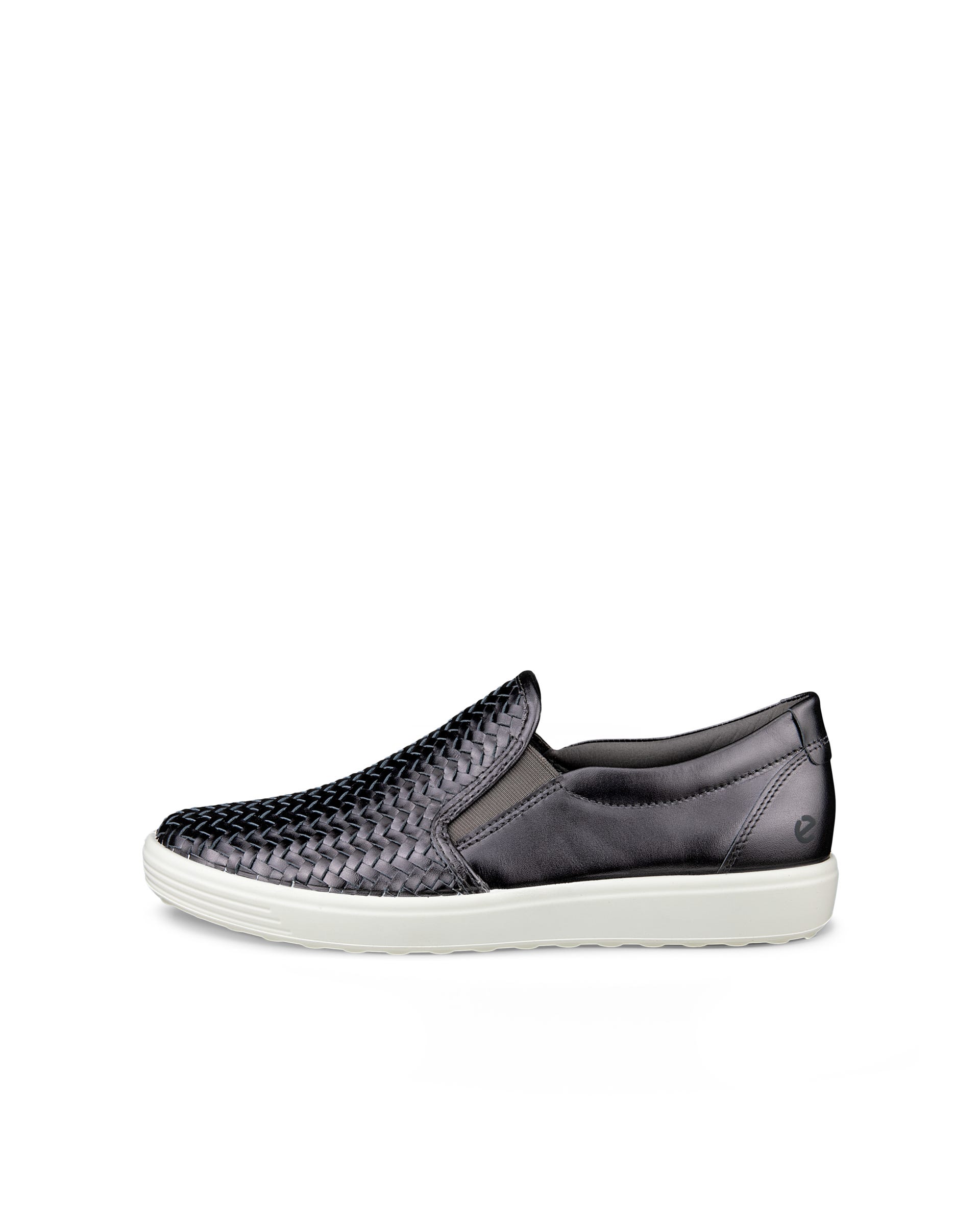 Women's ECCO® Soft Leather Slip-On Silver