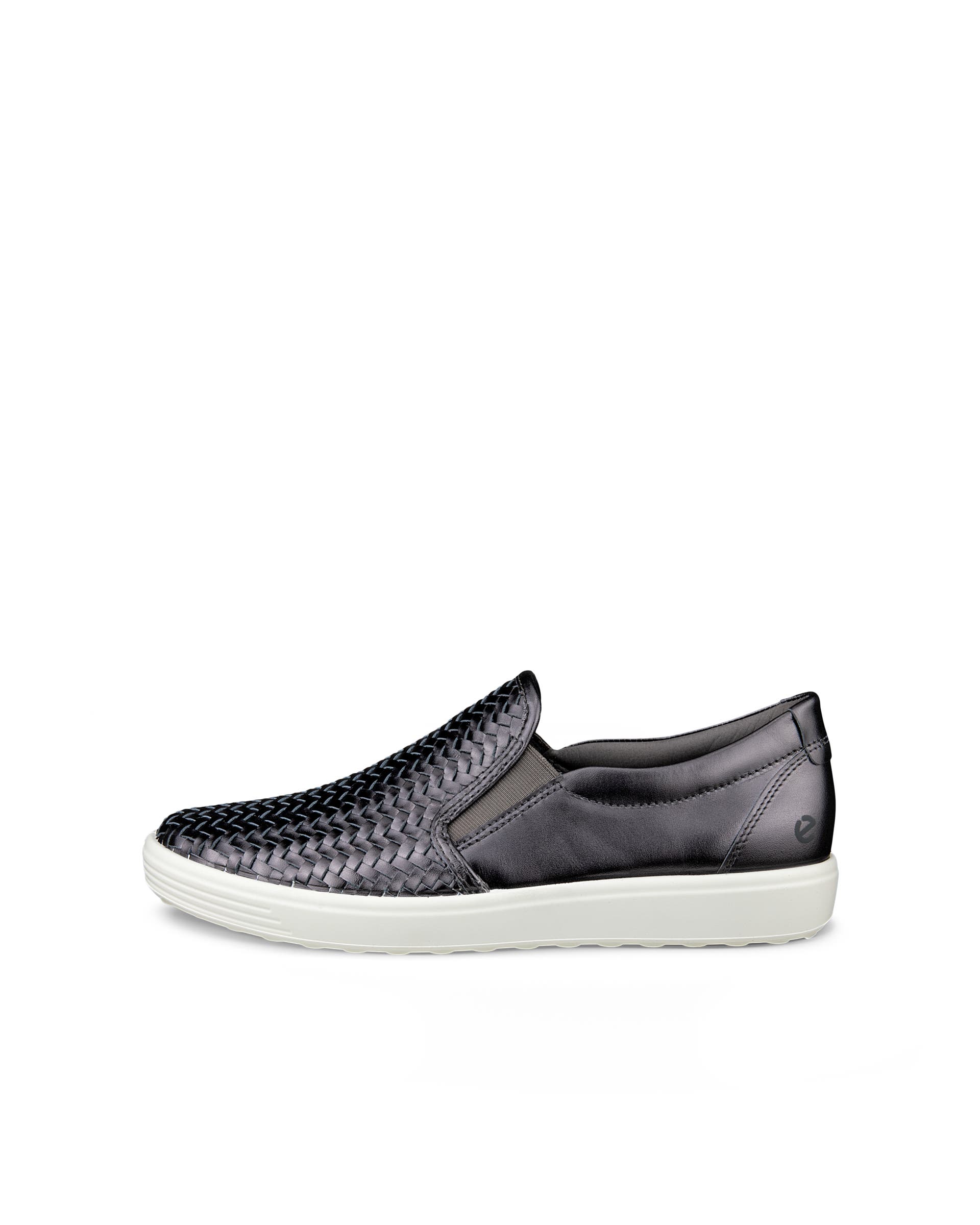 Women's ECCO® Soft 7 Leather Slip-On - Silver - Outside