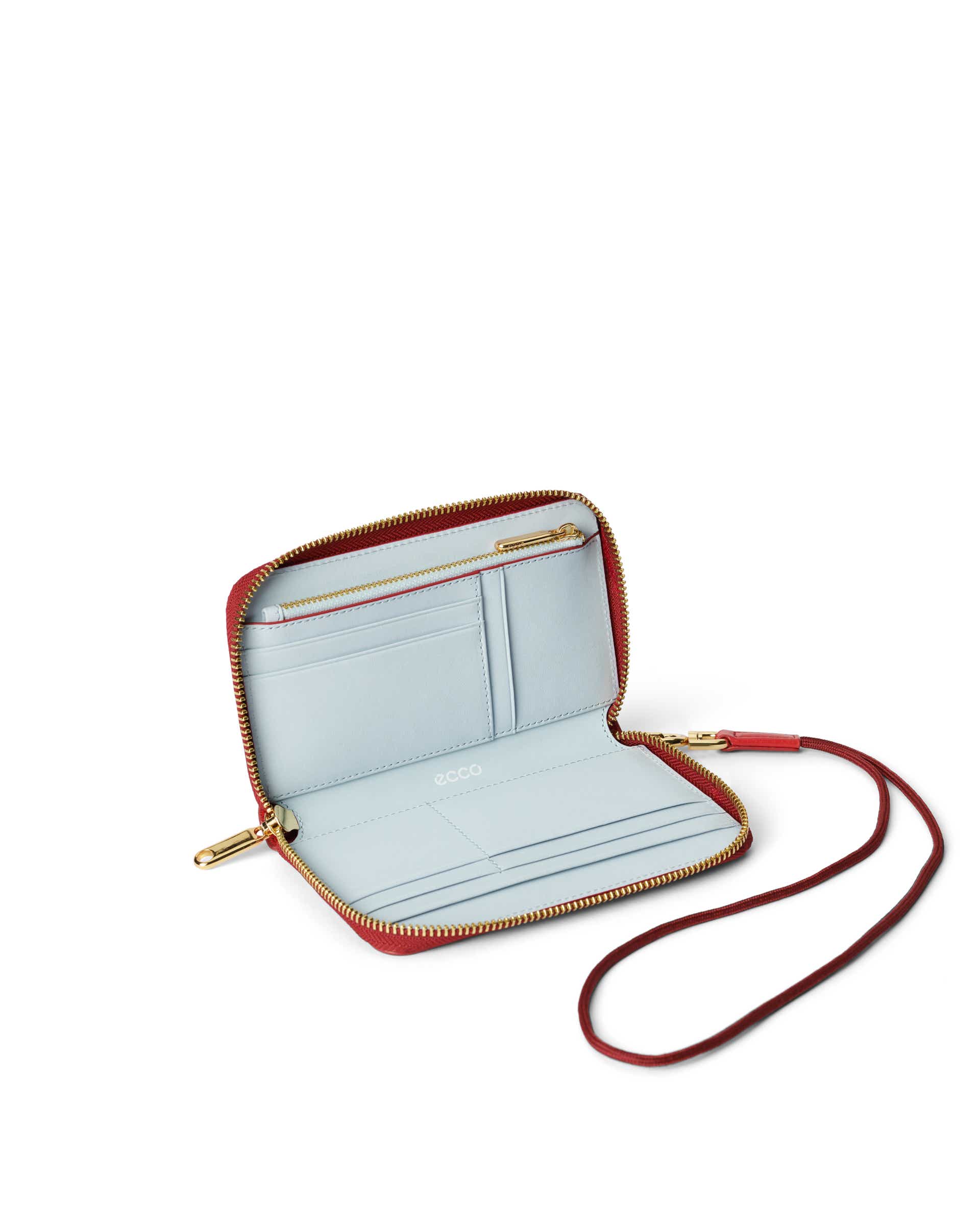 ECCO® Zip Around Pebbled Leather Pouch Wallet - Red - Inside