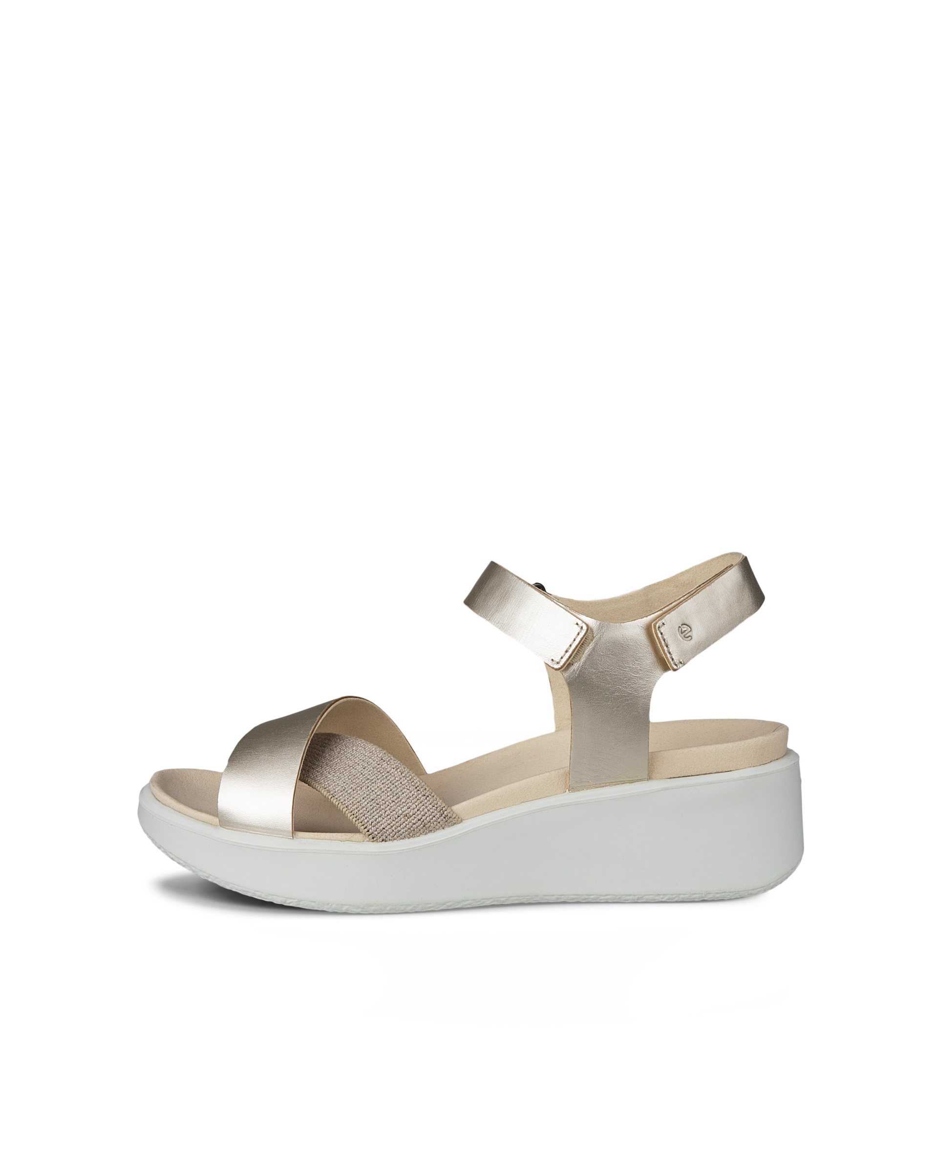 ECCO FLOWT WEDGE LX - Women's Leather Wedge Sandal - Gold - 41
