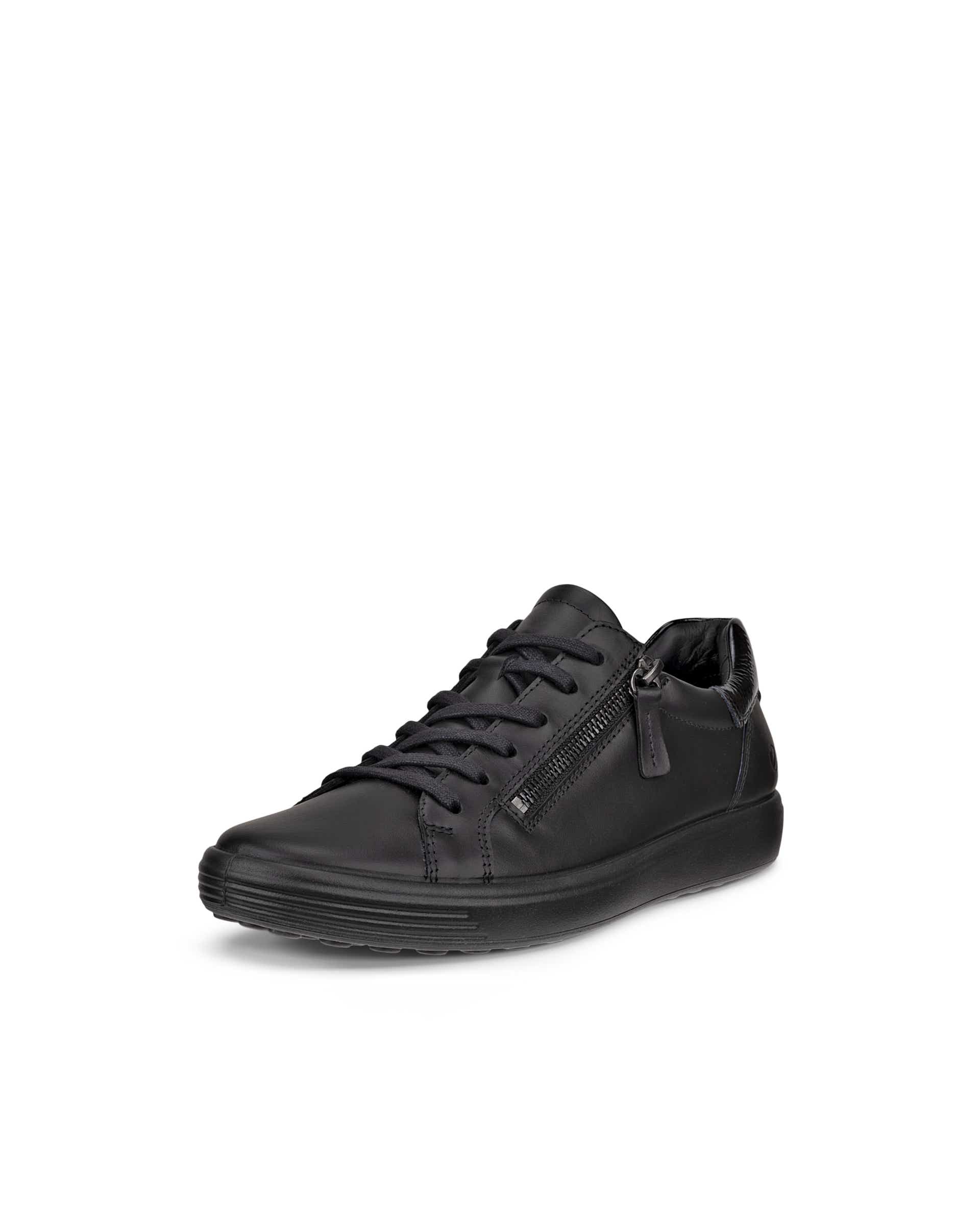 Women's ECCO® SOFT 7 Leather Trainer - Black - Main