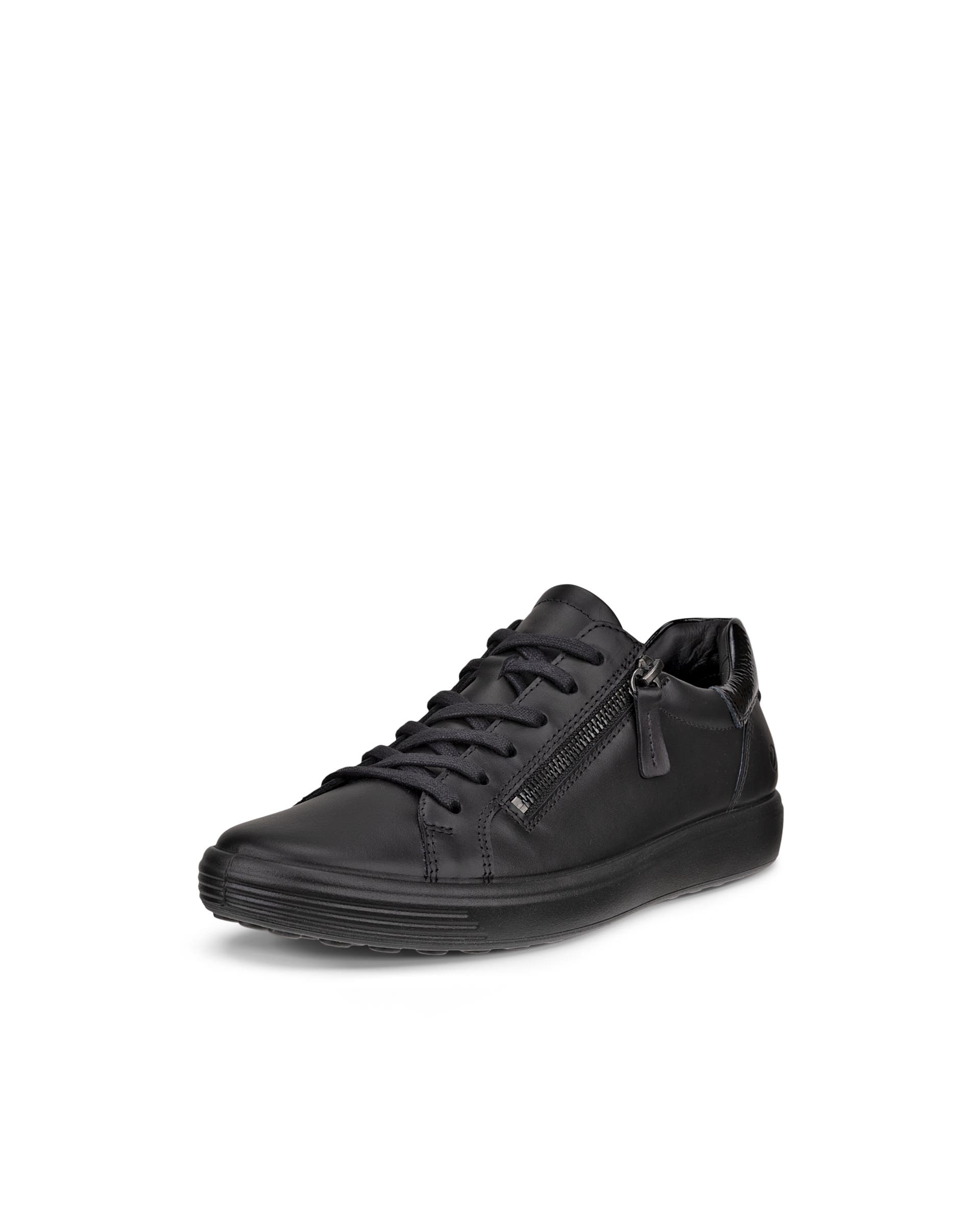 Women's ECCO® SOFT 7 Leather Trainer - Black - Main