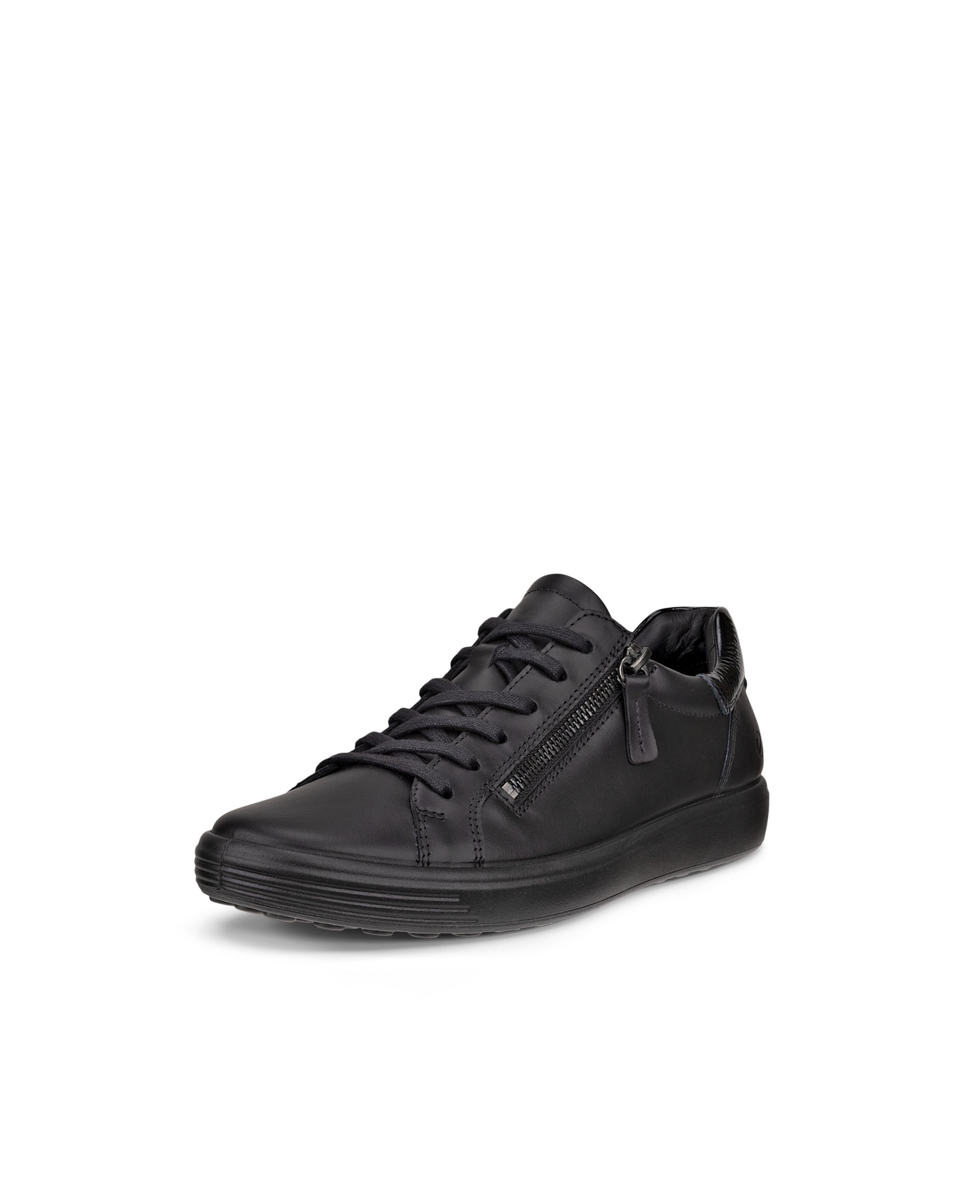 Women's ECCO® SOFT 7 Leather Trainer - Black - Main