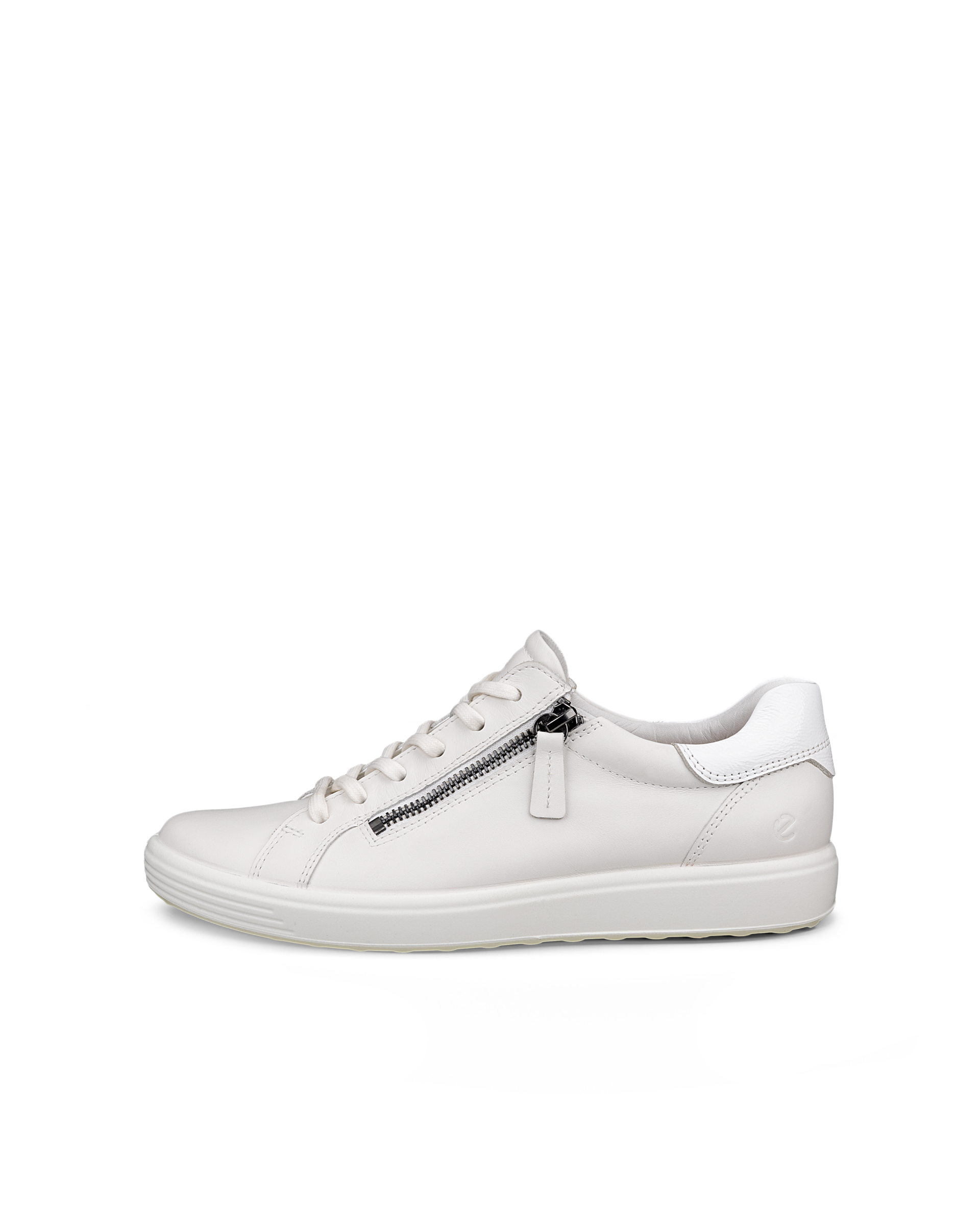 Women's ECCO® Soft 7 Leather Side-Zip Sneaker | White