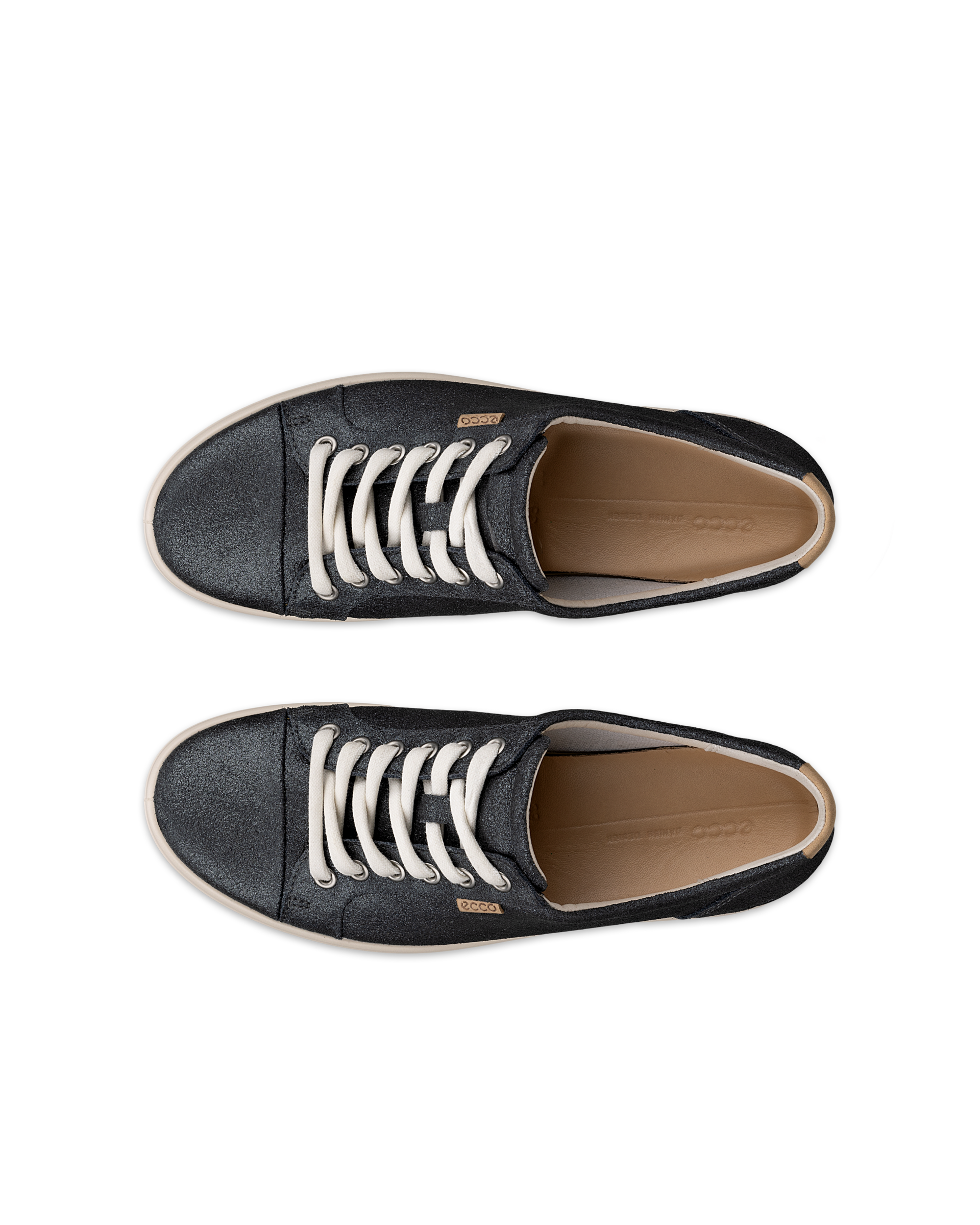 ECCO Soft 7 ウィメンズ レザースニーカー - メタリック - Top left pair