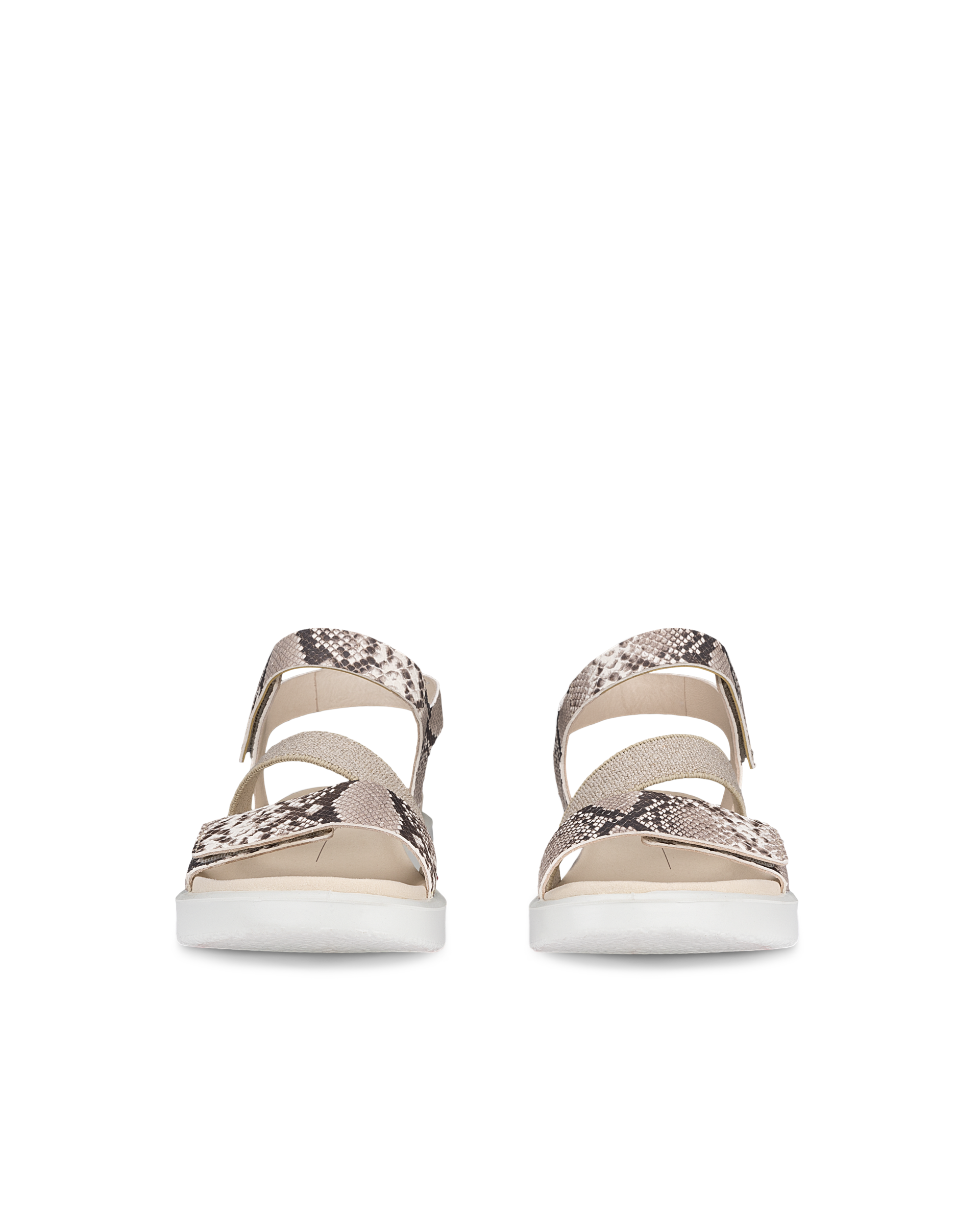 ECCO® Flowt Dames leren platte sandaal - Beige - Front pair