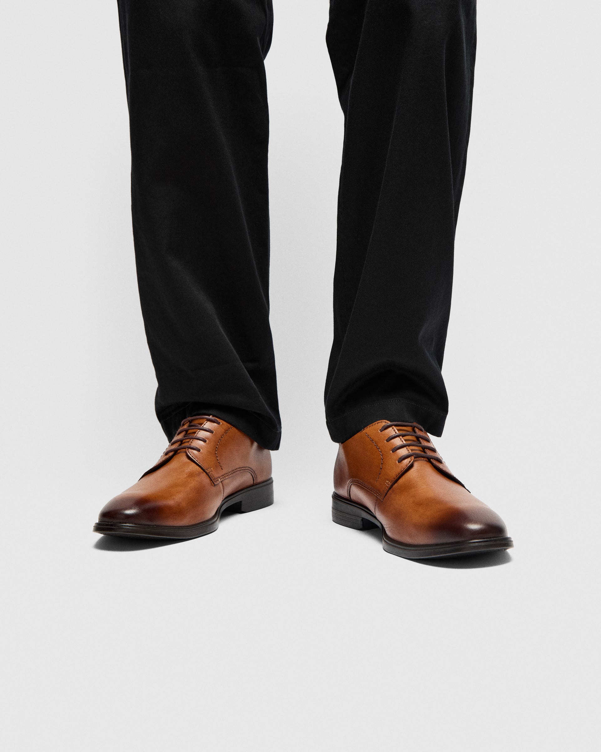Men's ECCO® Melbourne Leather Derby Shoe - Brown - Lifestyle image-1